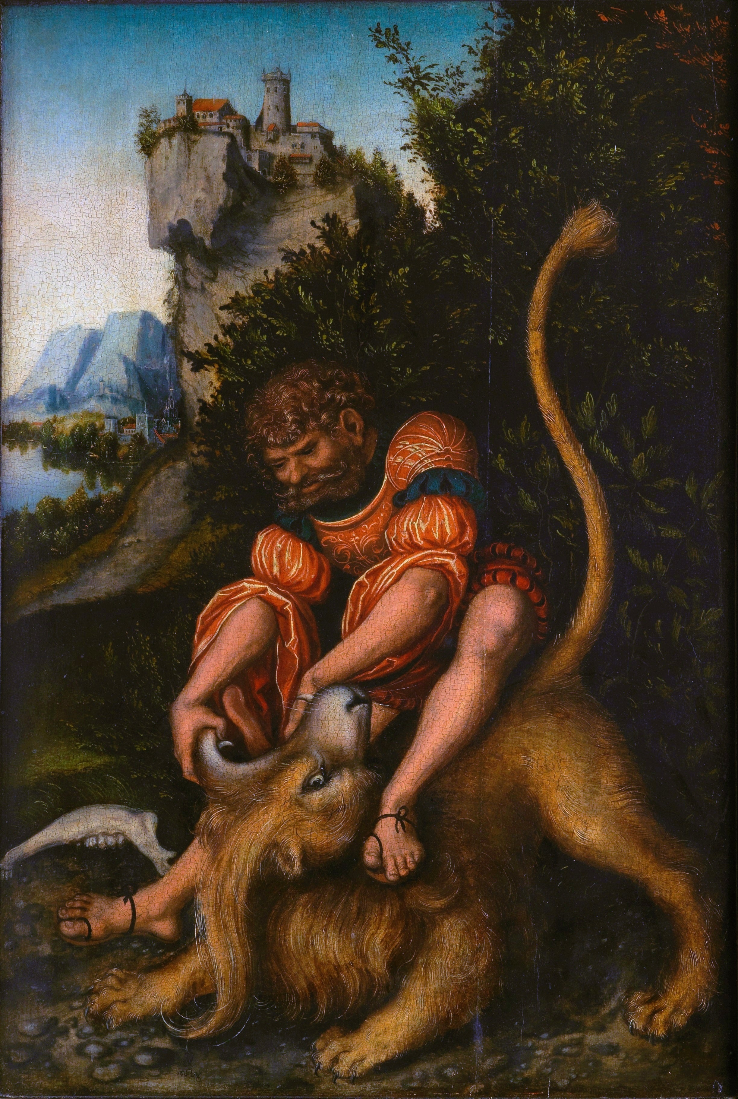 Simson se bat avec un lion - Lucas Cranach the Elder