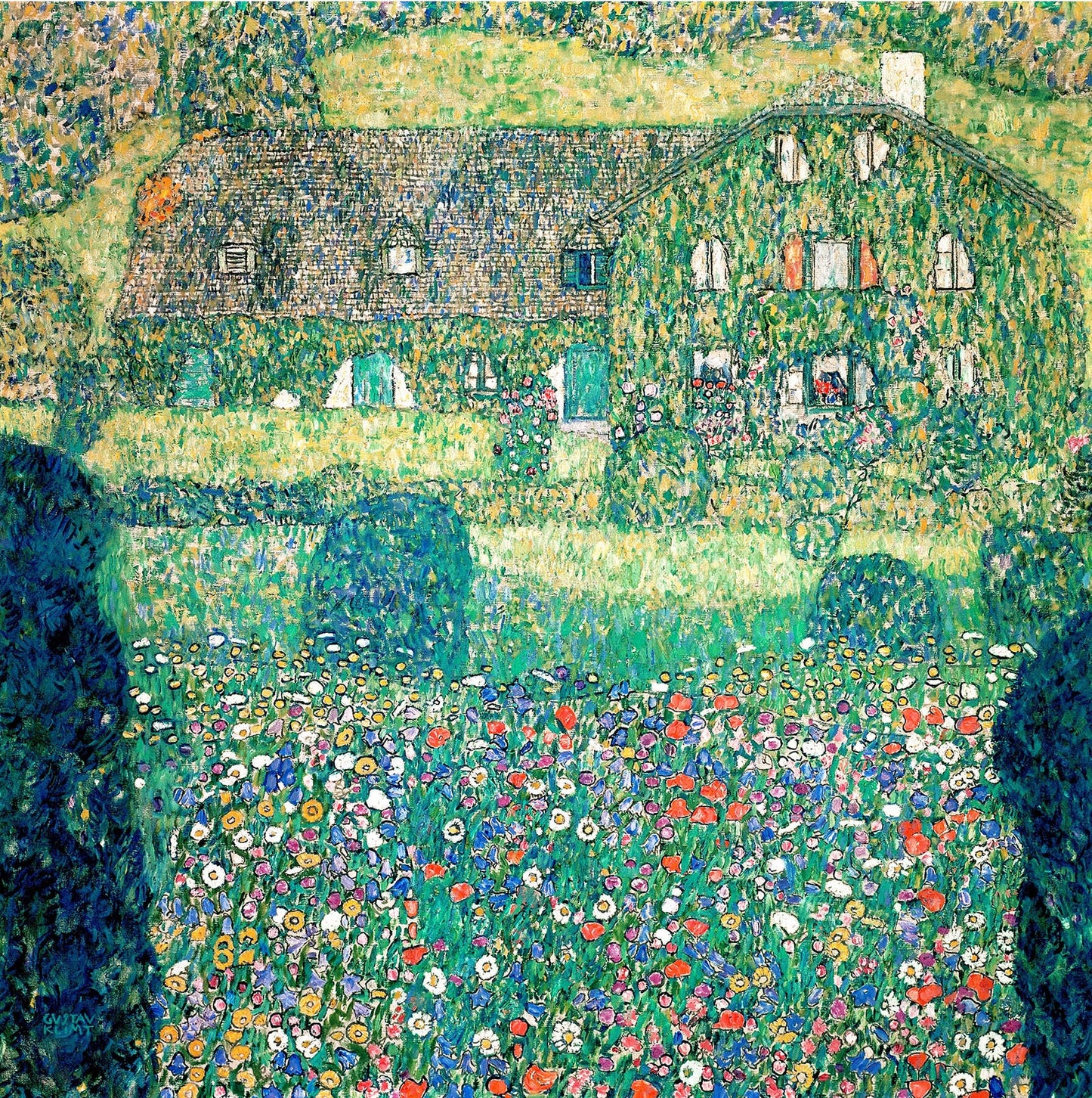 🏡🌼 منزل ريفي على بحيرة أترسي – غوستاف كليمت (حوالي 1914–1915)