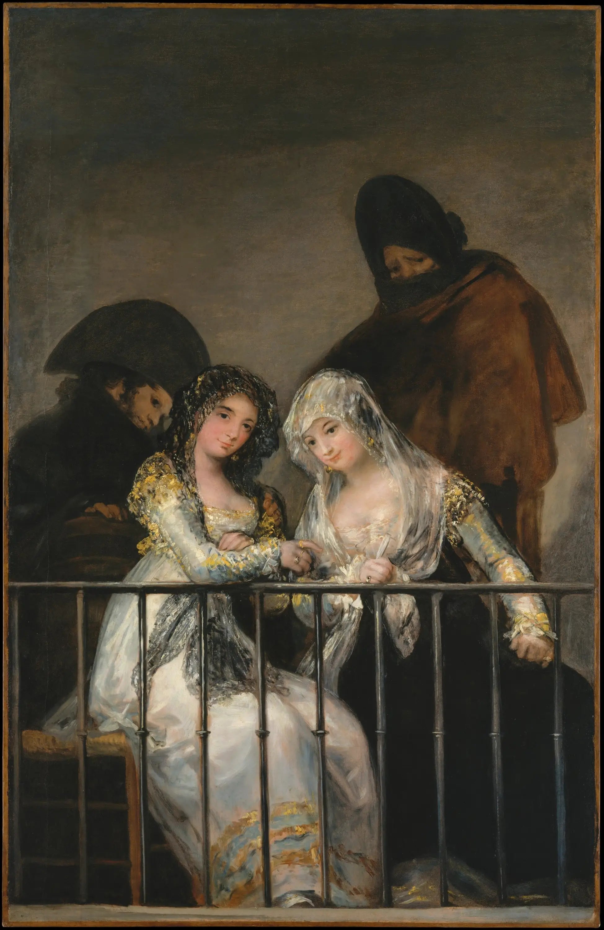 Reproduction du tableau « Les Majas au balcon - Francisco de Goya » par Alpha Reproduction en peinture à l’huile