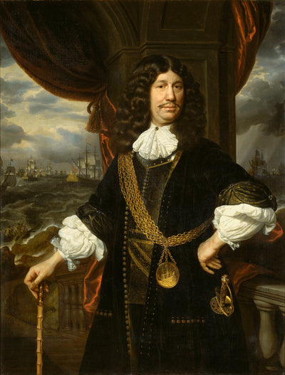 Portrait de Mattheus van den Broucke (1620-1685), gouverneur des Indes, avec la chaîne en or et la médaille qui lui furent offertes par la Compagnie néerlandaise des Indes orientales en 1670. - Samuel van Hoogstraten