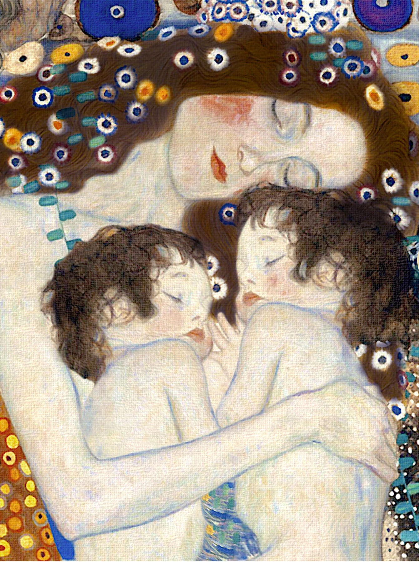 👩‍👧‍👦 الأم والأطفال – النسخة الخفيفة (تفصيل II من Les Trois Âges de la Femme) – غوستاف كليمت (1905)