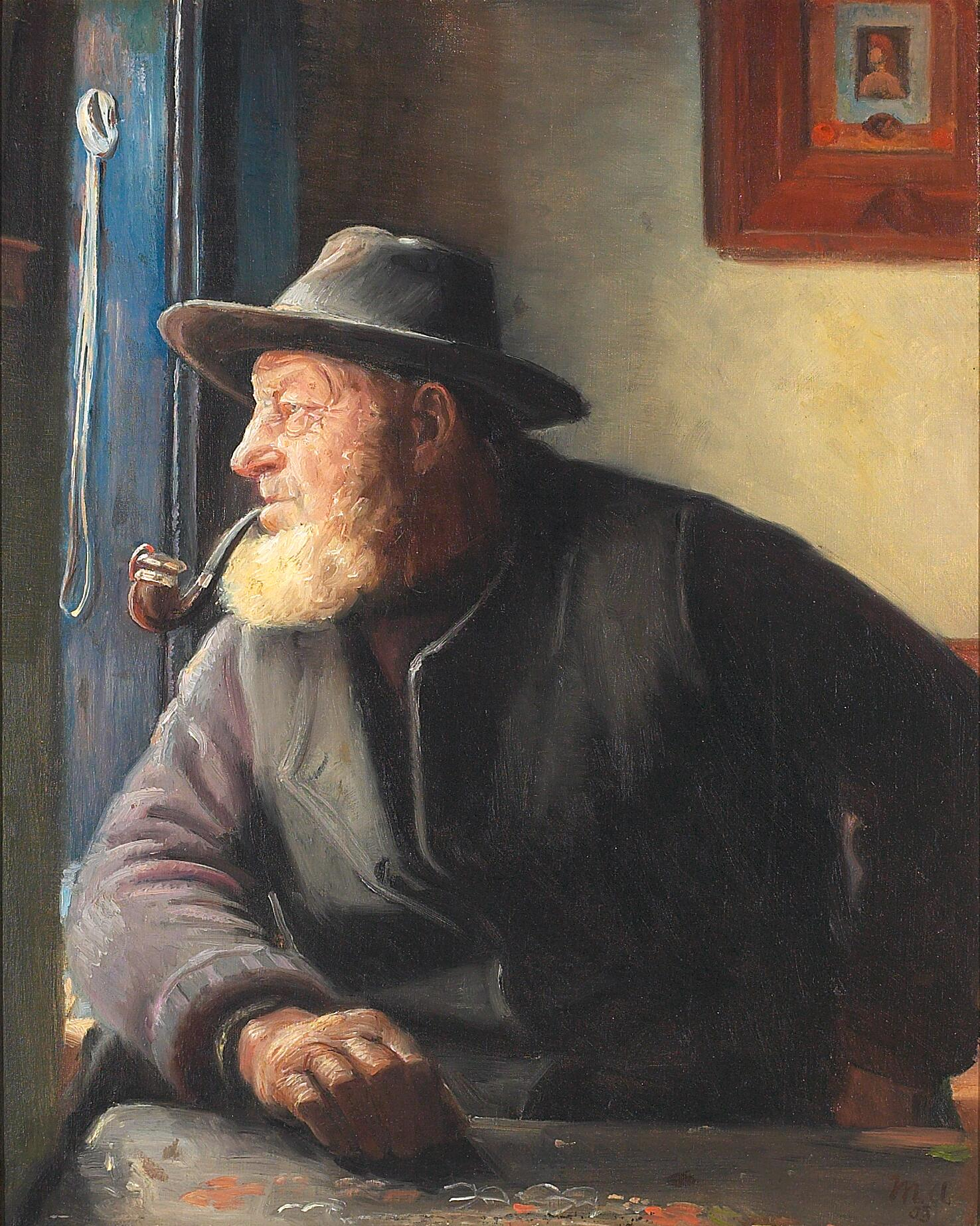 Intérieur avec le pêcheur Ole Svendsen à la fenêtre. - Michael Peter Ancher - Alpha Reproduction