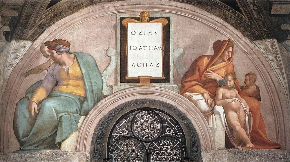 Reproduction du tableau « Osias, Joatham et Achaz - Michel-Ange » par Alpha Reproduction en peinture à l’huile