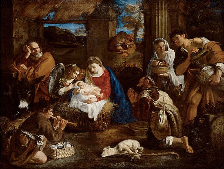 L'Adoration des bergers - Pier Francesco Mola image 1 reproduction artisanale de tableau