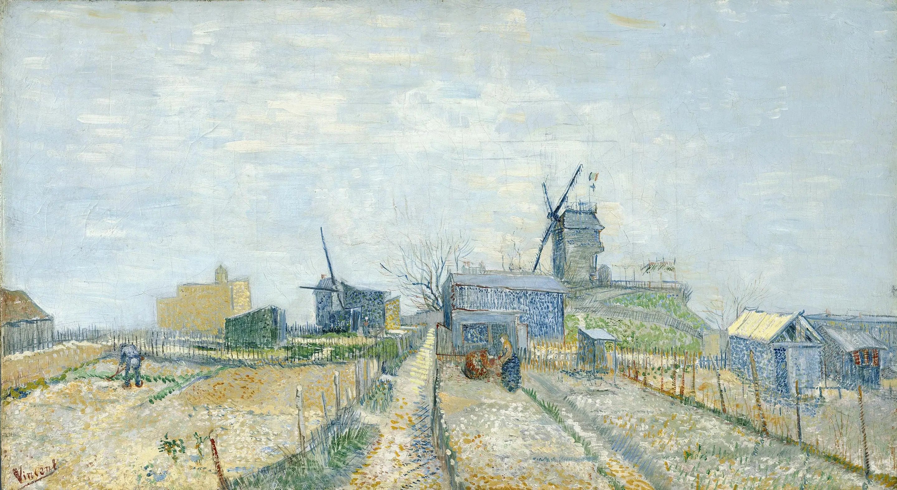 Reproduction du tableau « Montmartre : moulins et potagers - Vincent van Gogh » par Alpha Reproduction en peinture à l’huile