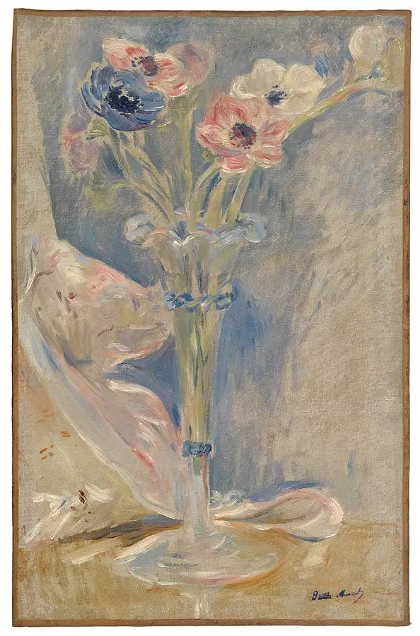 Reproduction du tableau « Vase avec anémones et sachet de bonbons - Berthe Morisot » par Alpha Reproduction en peinture à l’huile