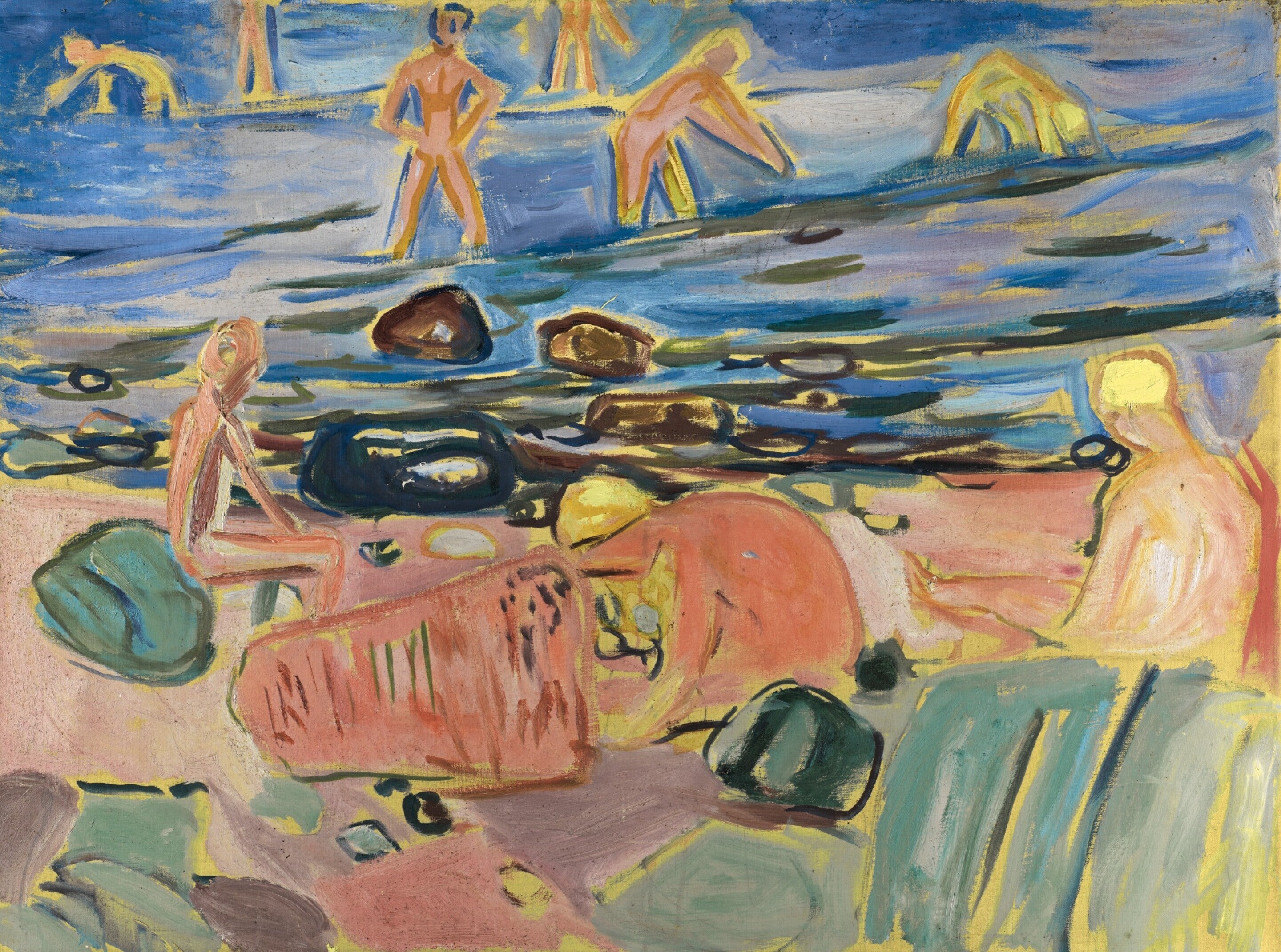 Reproduction du tableau « Les garçons se baignant - Edvard Munch » par Alpha Reproduction en peinture à l’huile