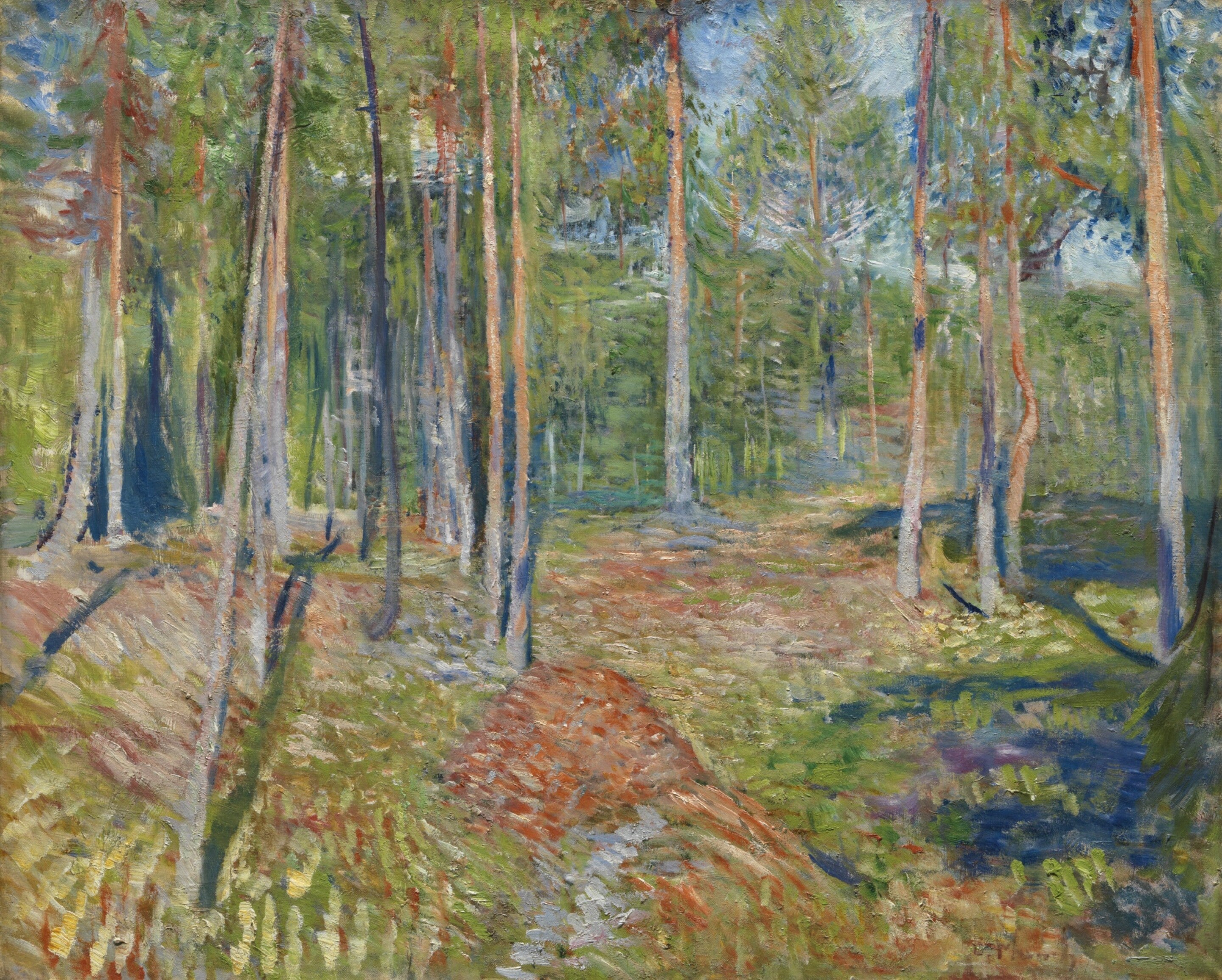 Reproduction du tableau « forêt de pins - Edvard Munch » par Alpha Reproduction en peinture à l’huile