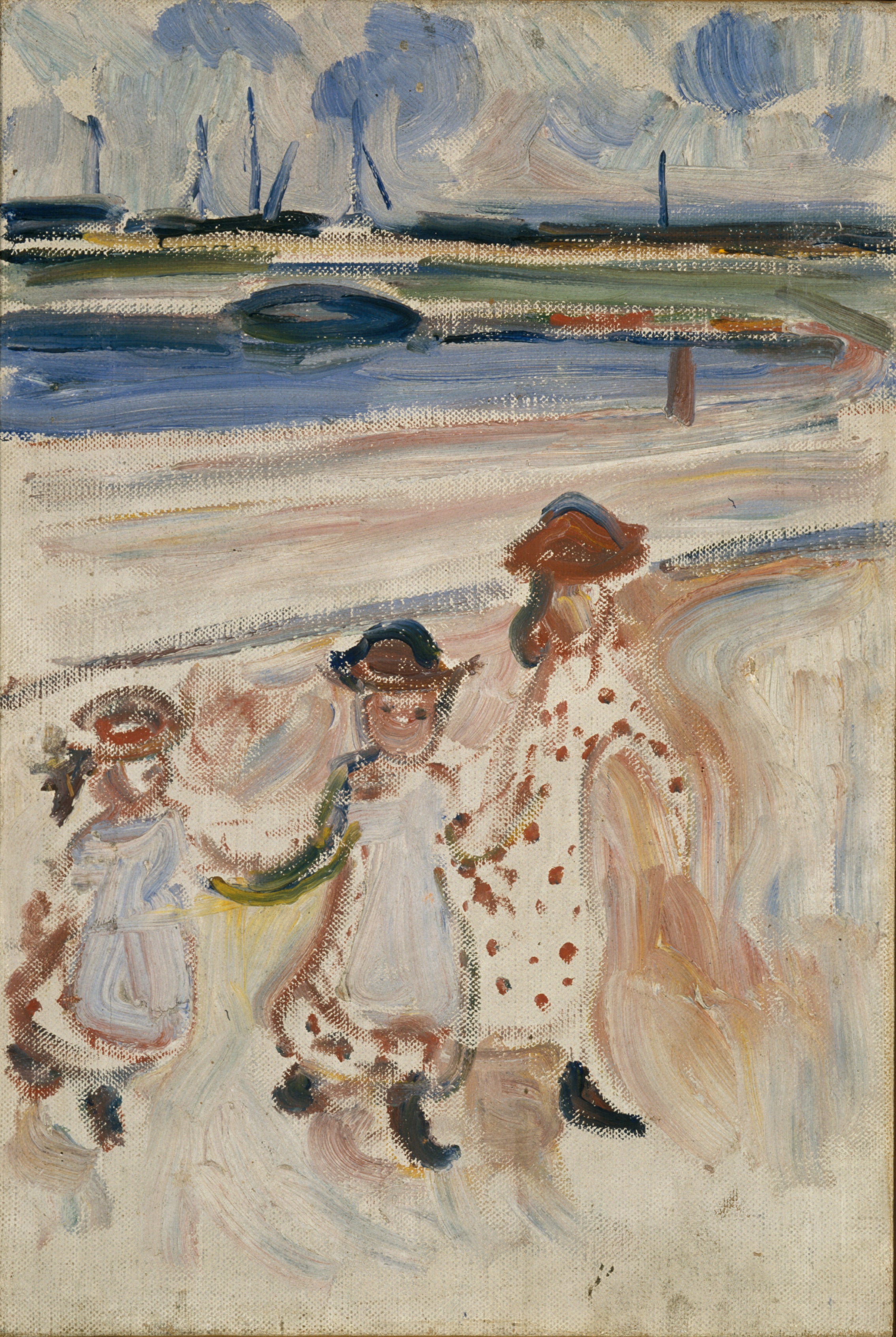 Reproduction du tableau « Trois Petites Filles sur la plage - Edvard Munch » par Alpha Reproduction en peinture à l’huile