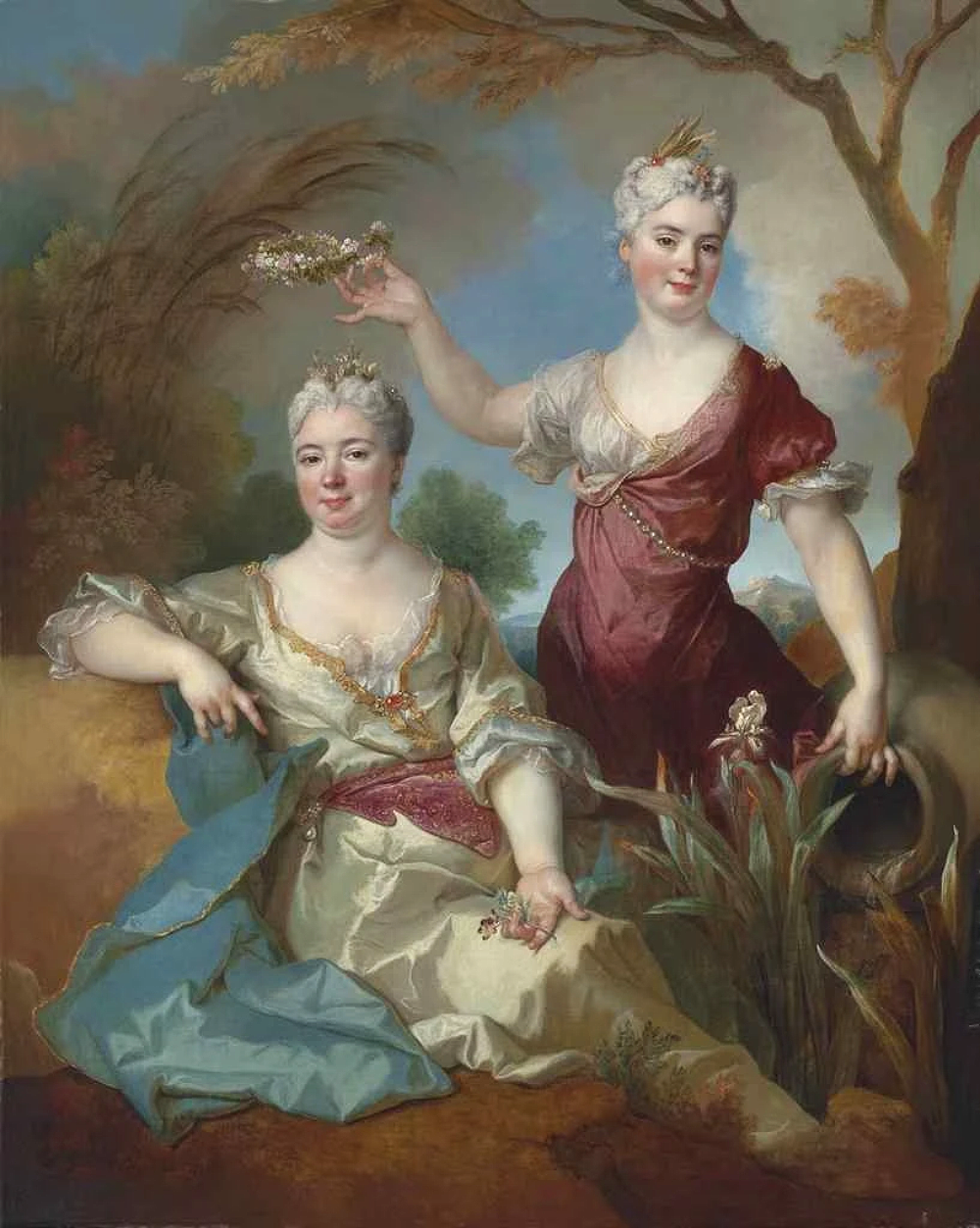 Portrait de la baronne Le Leu d'Aubilly et de sa fille Madame de Guinaumont - Nicolas de Largillière