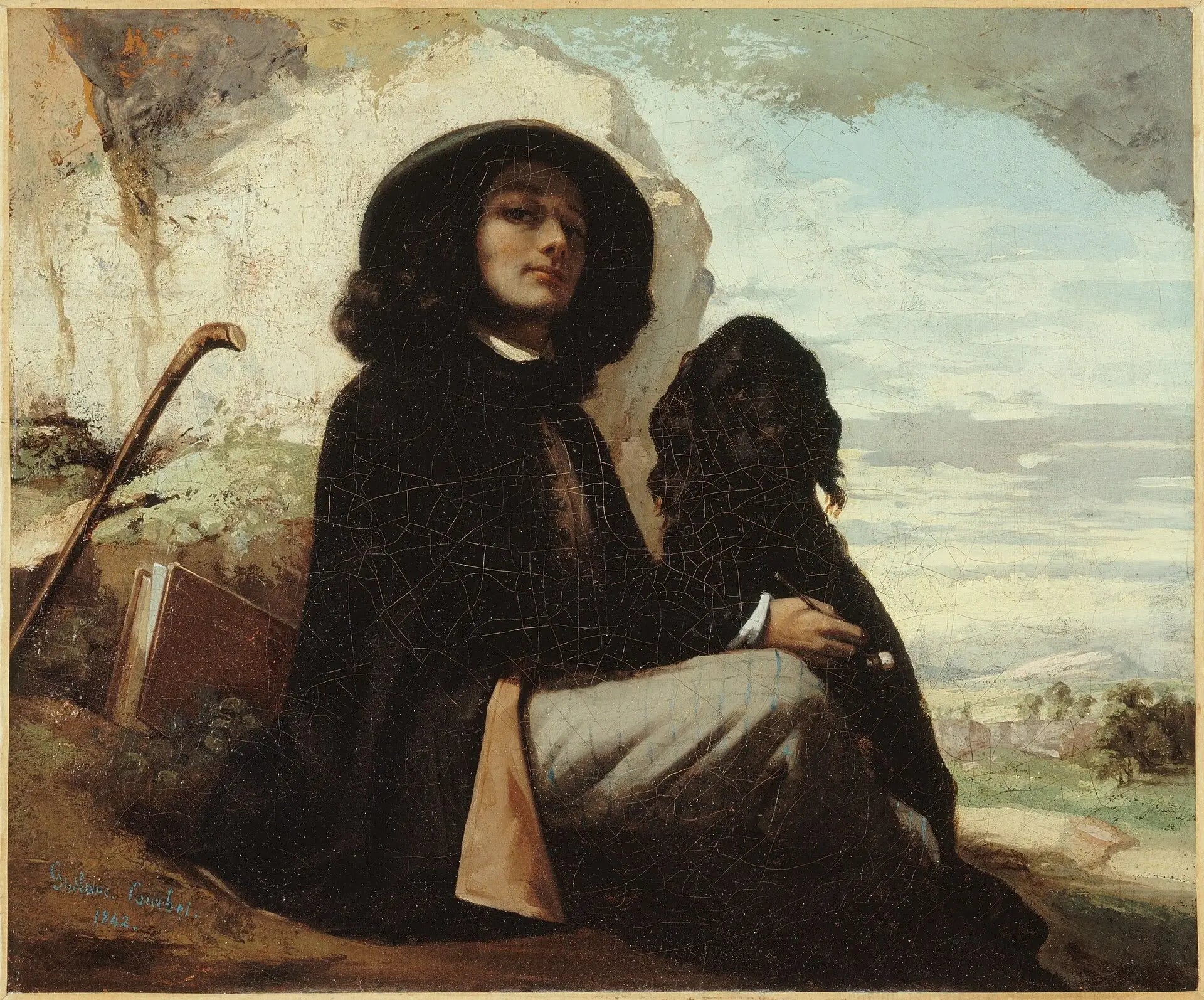 Autoportrait au chien noir - Gustave Courbet - Alpha Reproduction