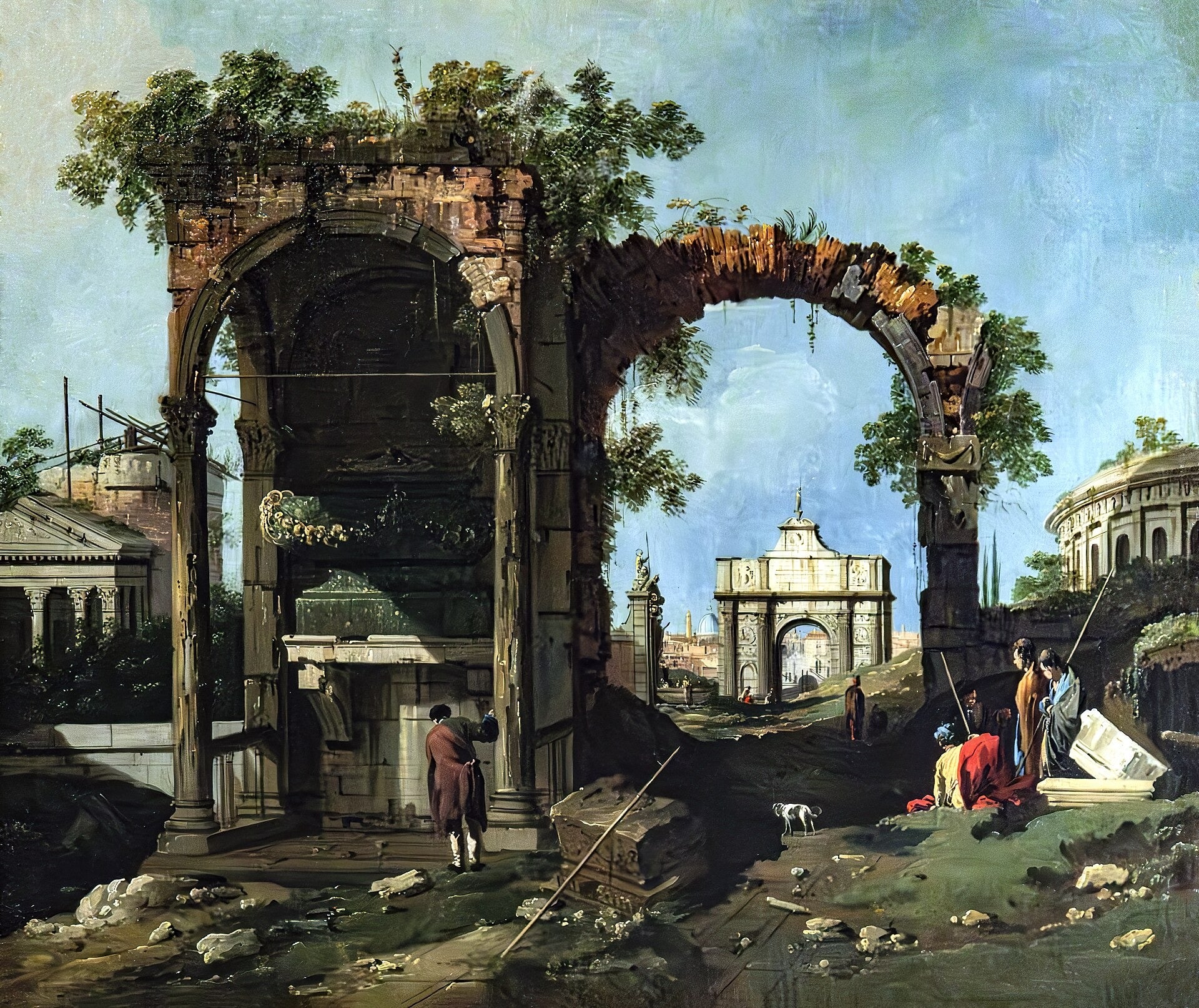 Caprice avec ruines classiques et édifices - Canaletto