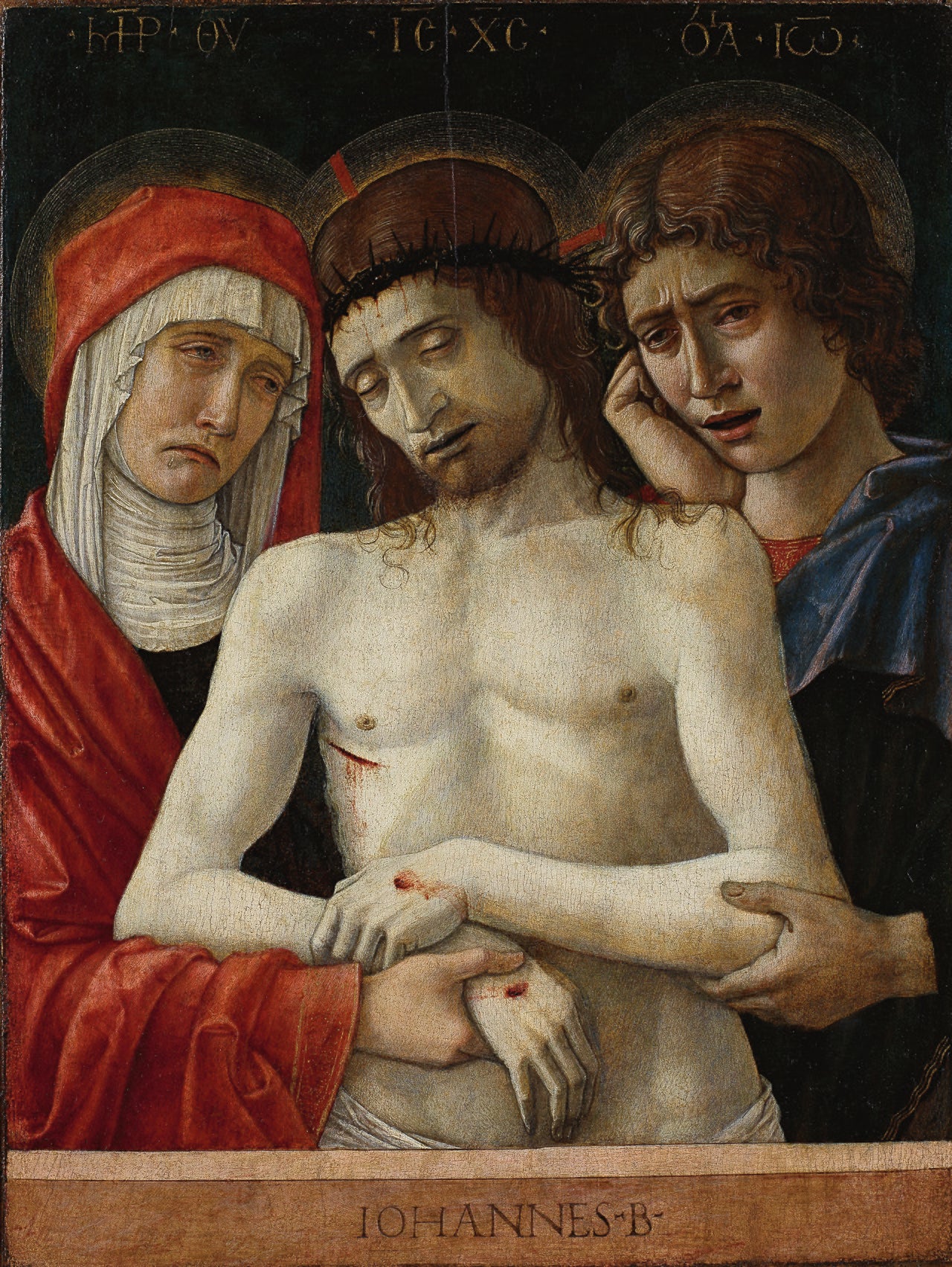 Christ mort entouré de Marie et de Saint Jean l'Évangéliste - Giovanni Bellini