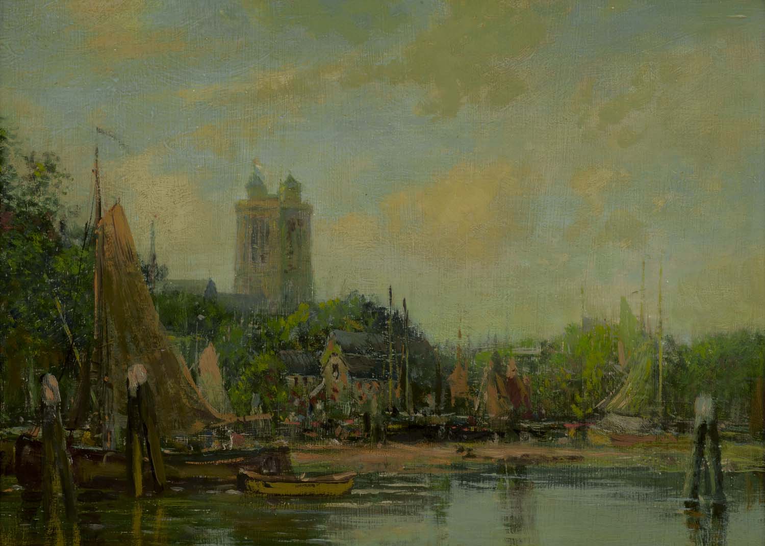 Reproduction du tableau « Dordrecht, la cathédrale - Eugène Boudin » par Alpha Reproduction en peinture à l’huile