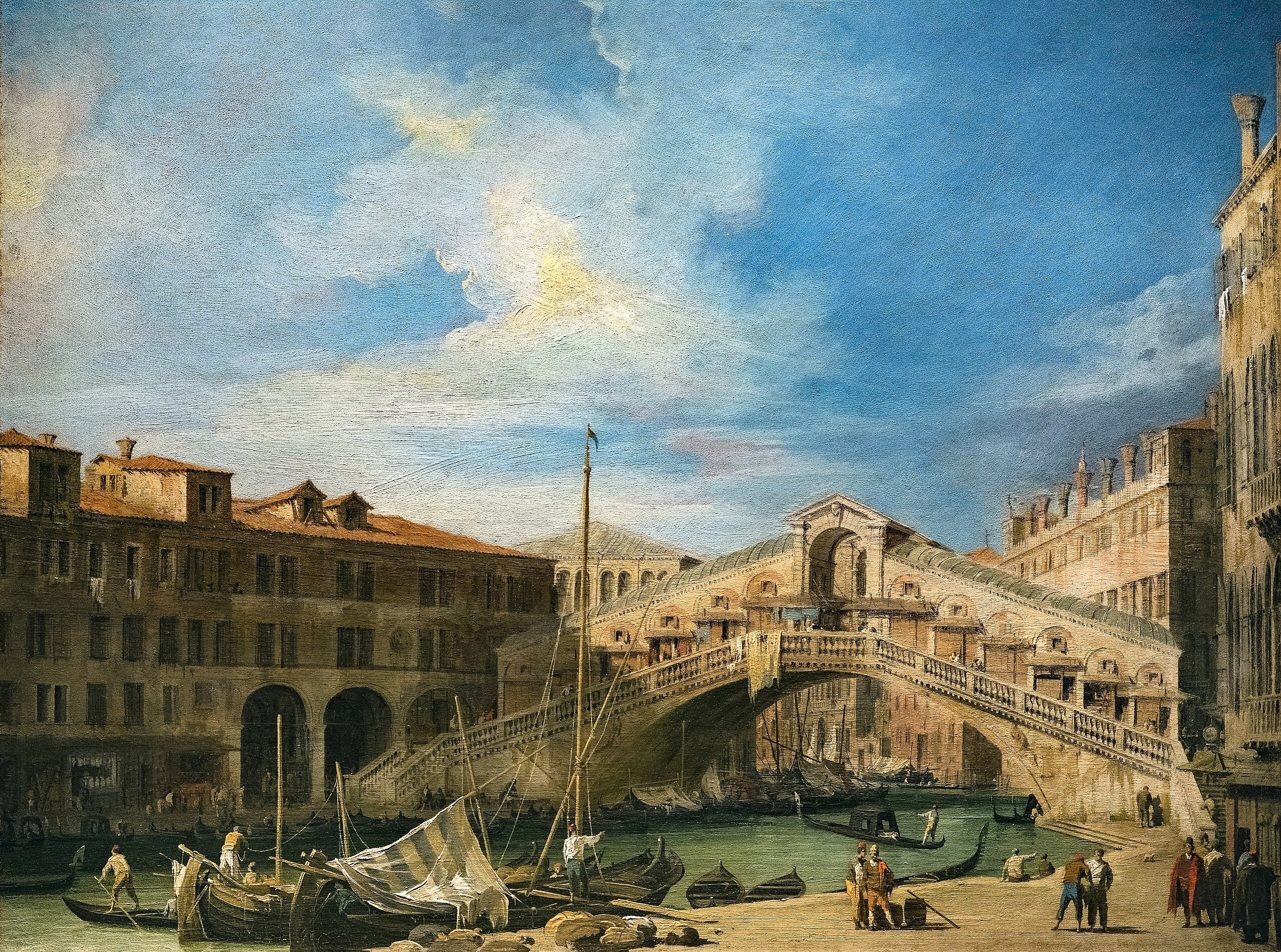 Le Grand Canal : le pont du Rialto depuis le Sud - Canaletto