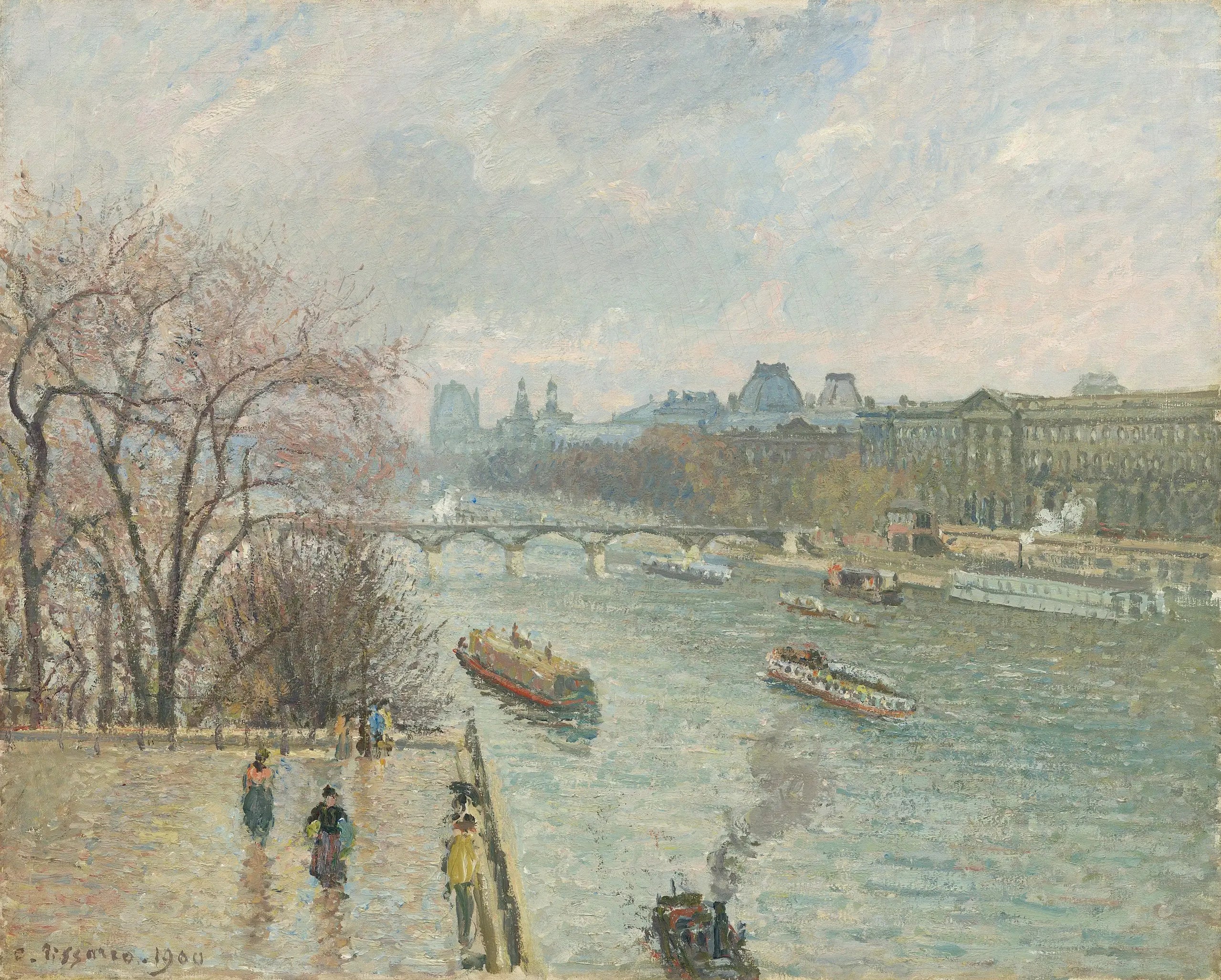 Reproduction du tableau « Le Louvre, Après-midi, Temps pluvieux (Première série) - Camille Pissarro » par Alpha Reproduction en peinture à l’huile