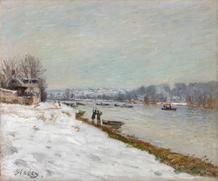 Reproduction du tableau « Le quai de Billancourt - Neige - Alfred Sisley » par Alpha Reproduction en peinture à l’huile