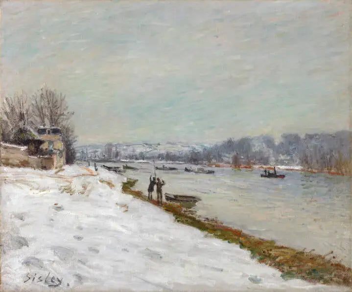 Reproduction du tableau « Le quai de Billancourt - Neige - Alfred Sisley » par Alpha Reproduction en peinture à l’huile