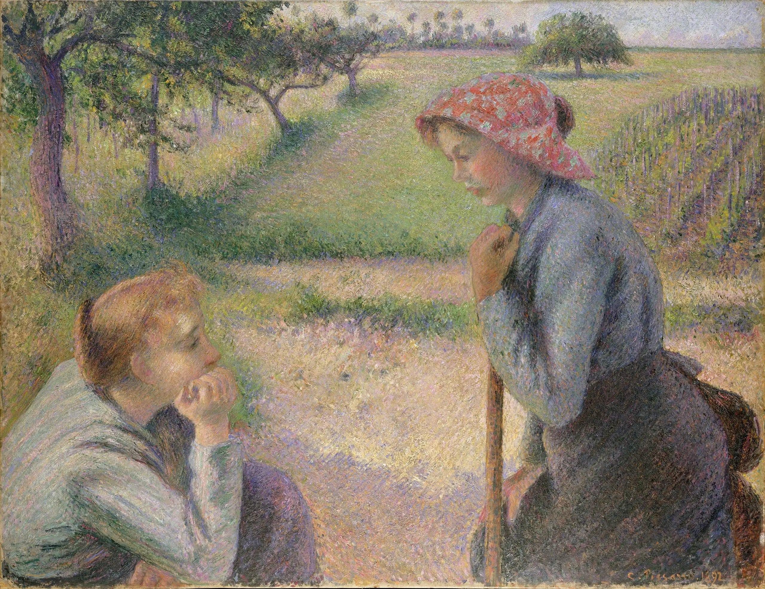 Reproduction du tableau « Les jeunes paysannes - Camille Pissarro » par Alpha Reproduction en peinture à l’huile