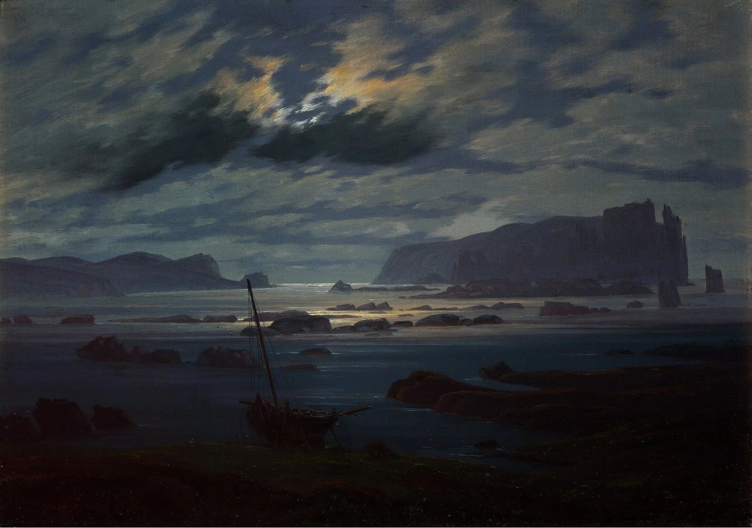Reproduction du tableau « Mer du Nord au clair de lune - Caspar David Friedrich » par Alpha Reproduction en peinture à l’huile