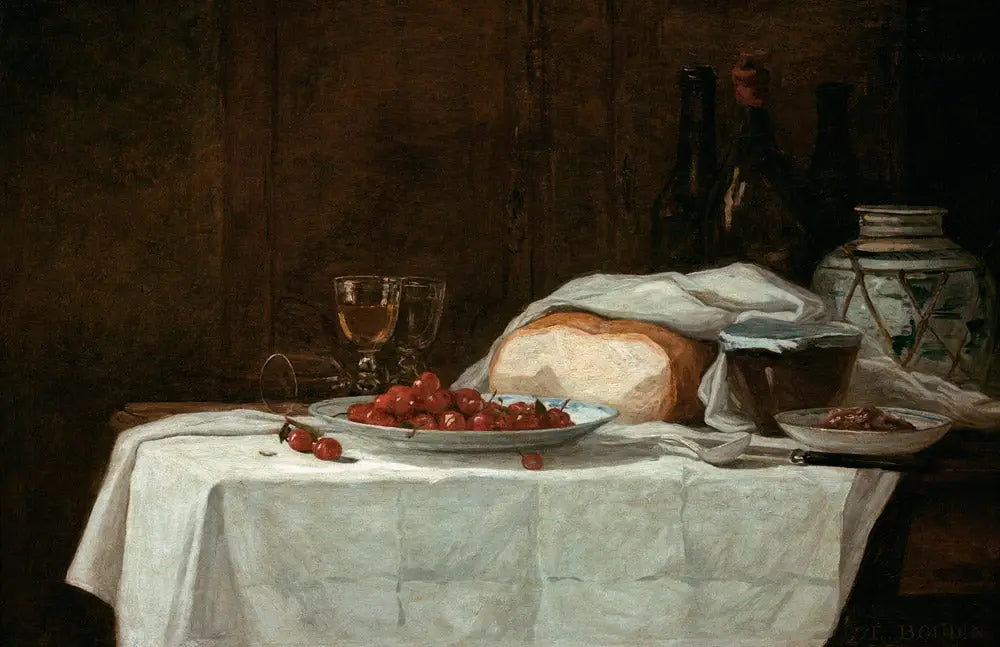 Reproduction du tableau « Nature morte aux cerises - Eugène Boudin » par Alpha Reproduction en peinture à l’huile