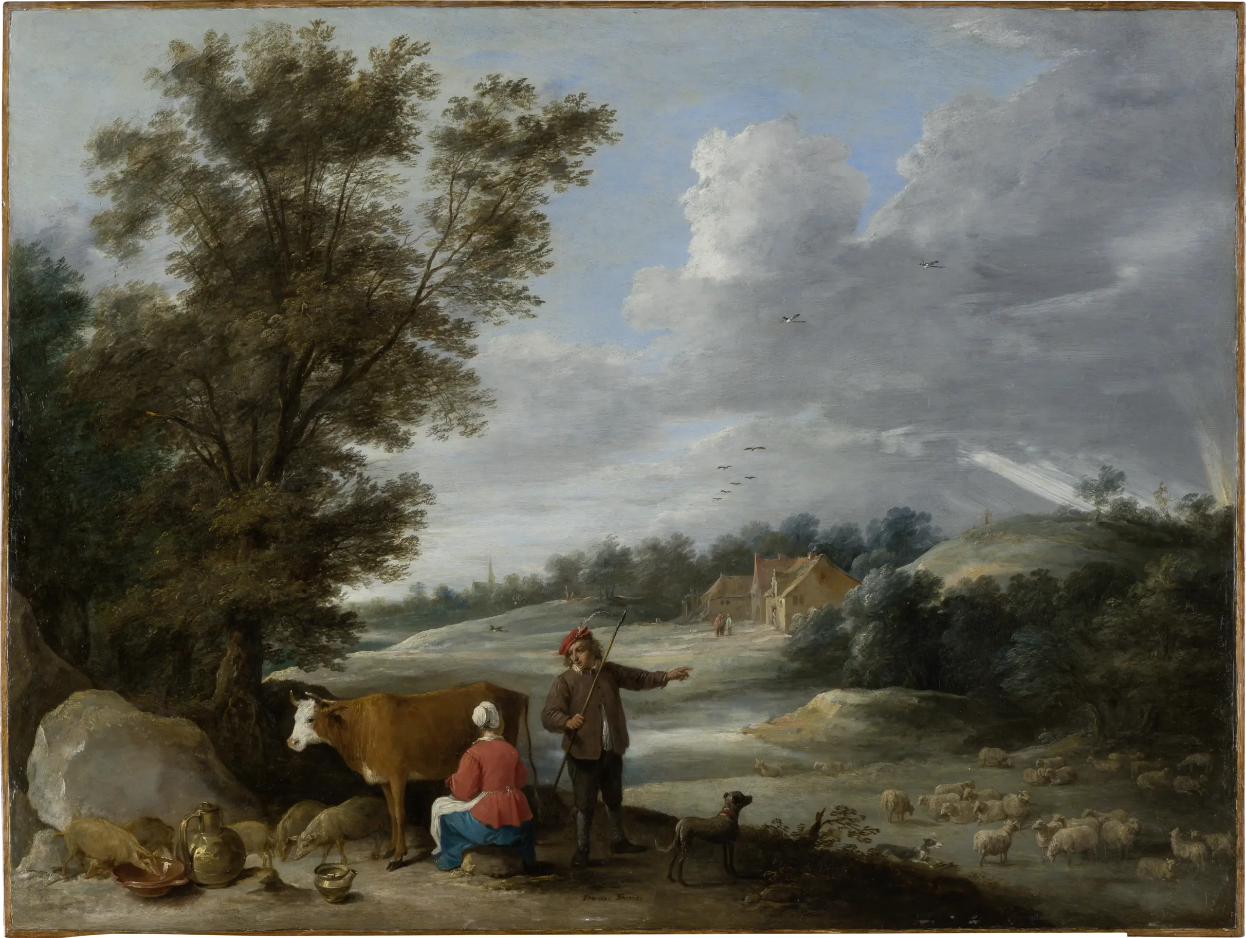 Paysage avec laitière et berger - David Teniers le Jeune - Alpha Reproduction