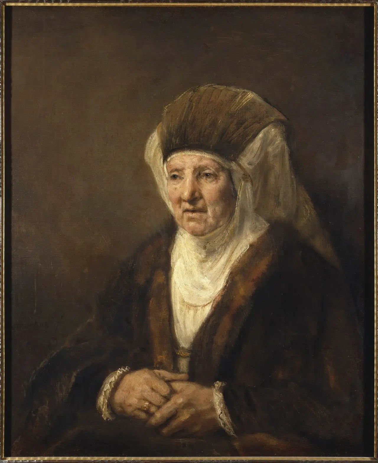Reproduction du tableau « Portrait d'une vieille femme - Rembrandt » par Alpha Reproduction en peinture à l’huile