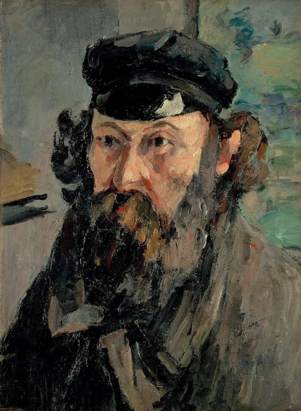 Reproduction du tableau « Portrait de l'artiste à la casquette - Paul Cézanne » par Alpha Reproduction en peinture à l’huile