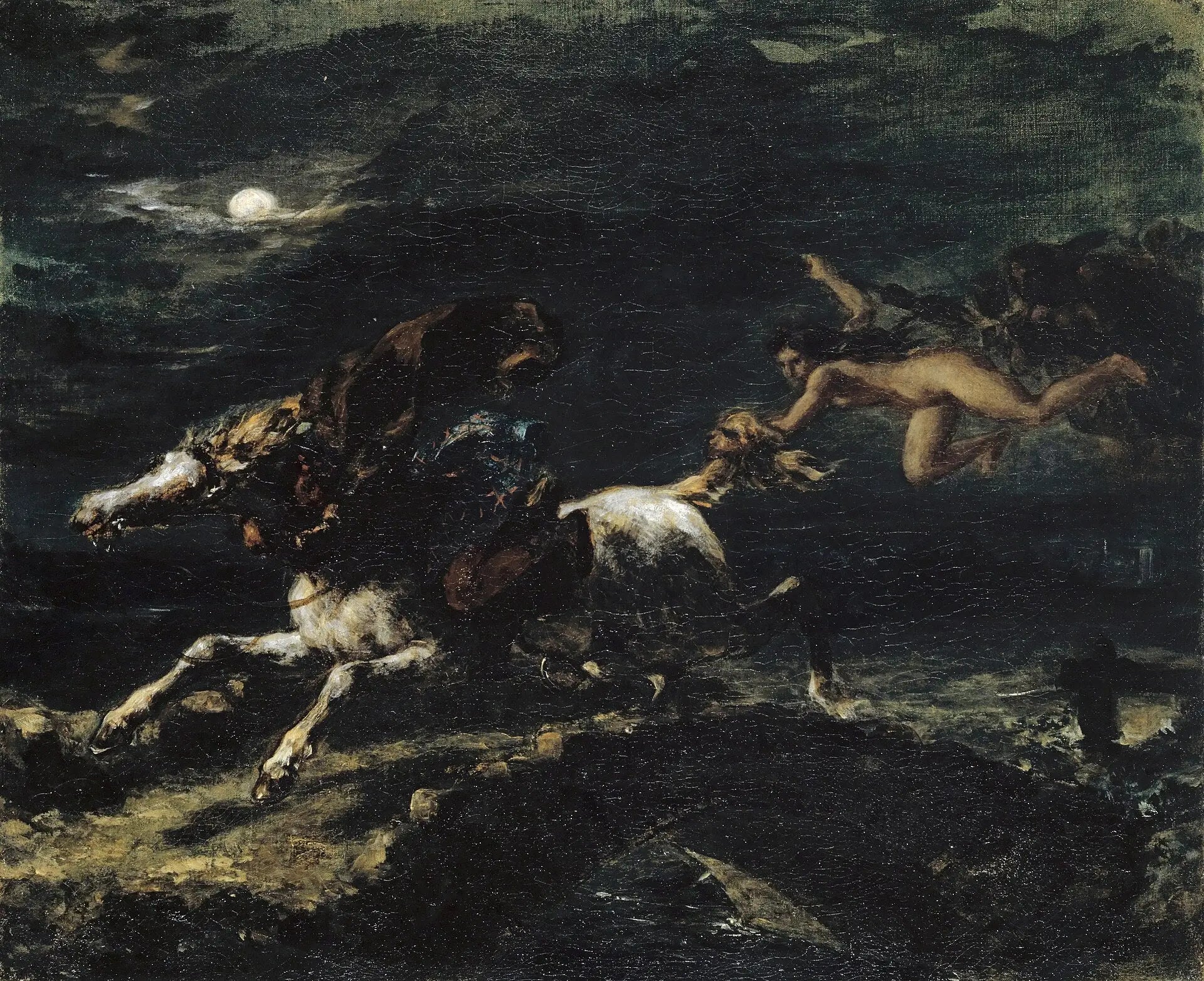 Reproduction du tableau « Tam O'Shanter poursuivi par les sorcières - Eugène Delacroix » par Alpha Reproduction en peinture à l’huile