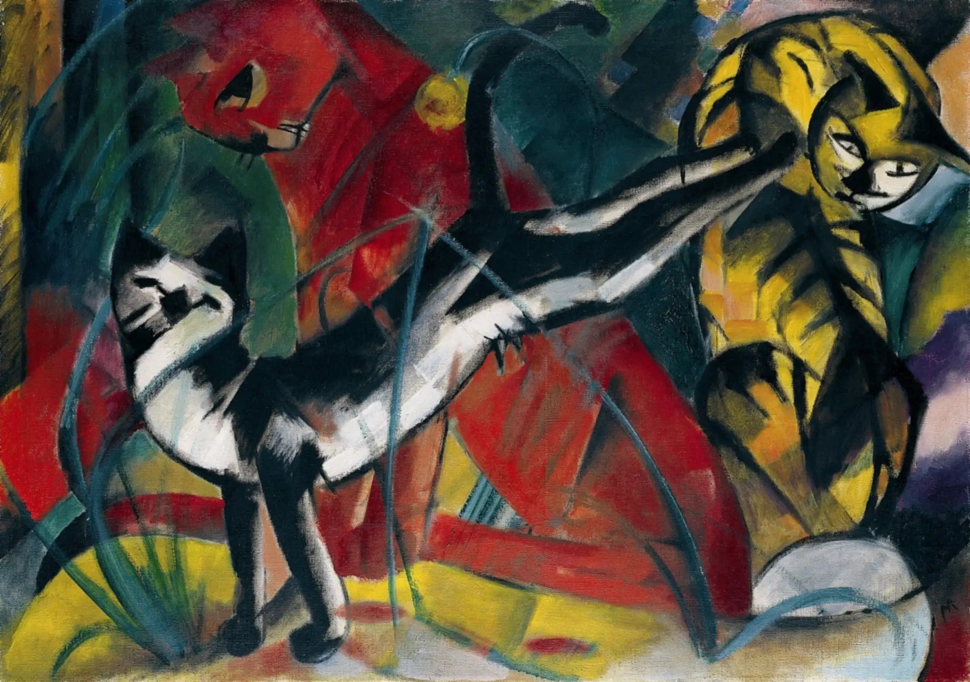 Reproduction du tableau « Trois chats - Franz Marc » par Alpha Reproduction en peinture à l’huile