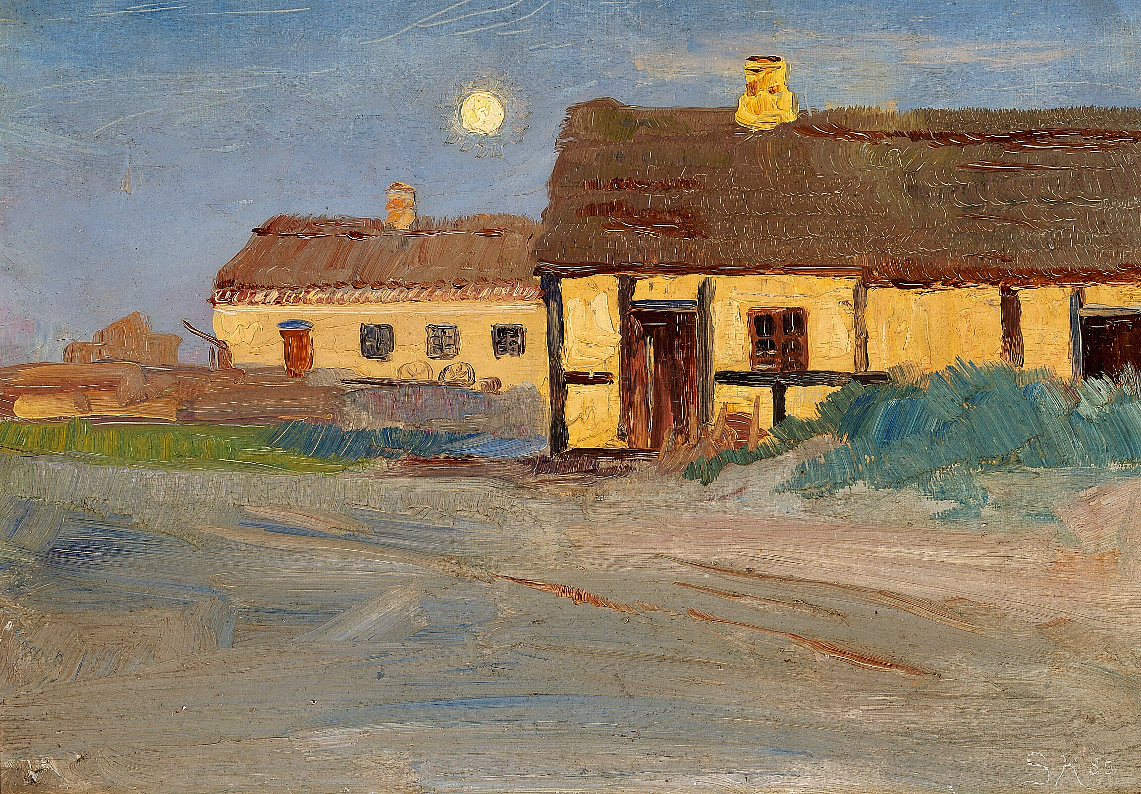 La maison de Christoffer à Skagen. Clair de lune. Veille d'été - Peder Severin Krøyer