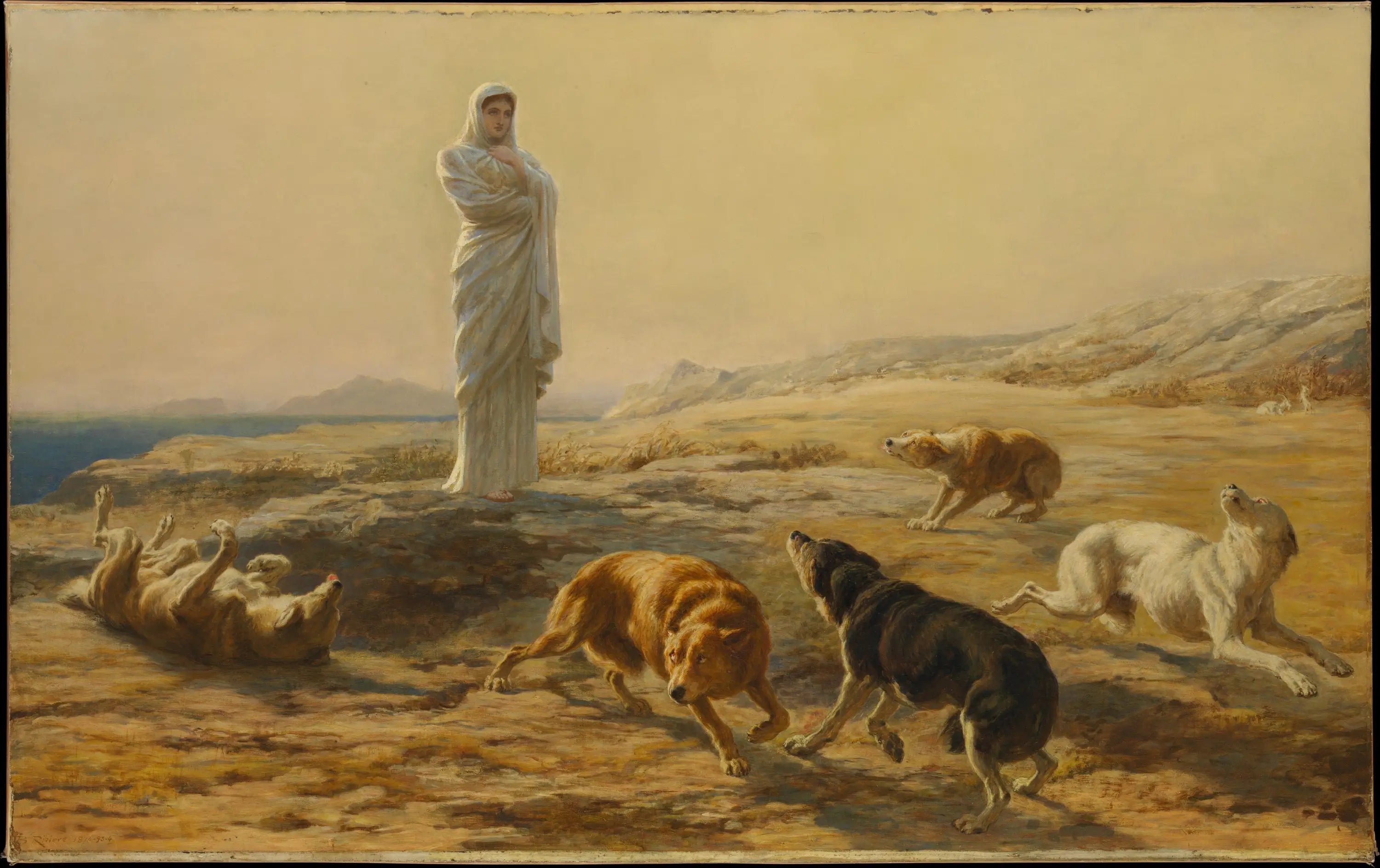 Pallas Athéna et les chiens du berger - Briton Rivière - Alpha Reproduction
