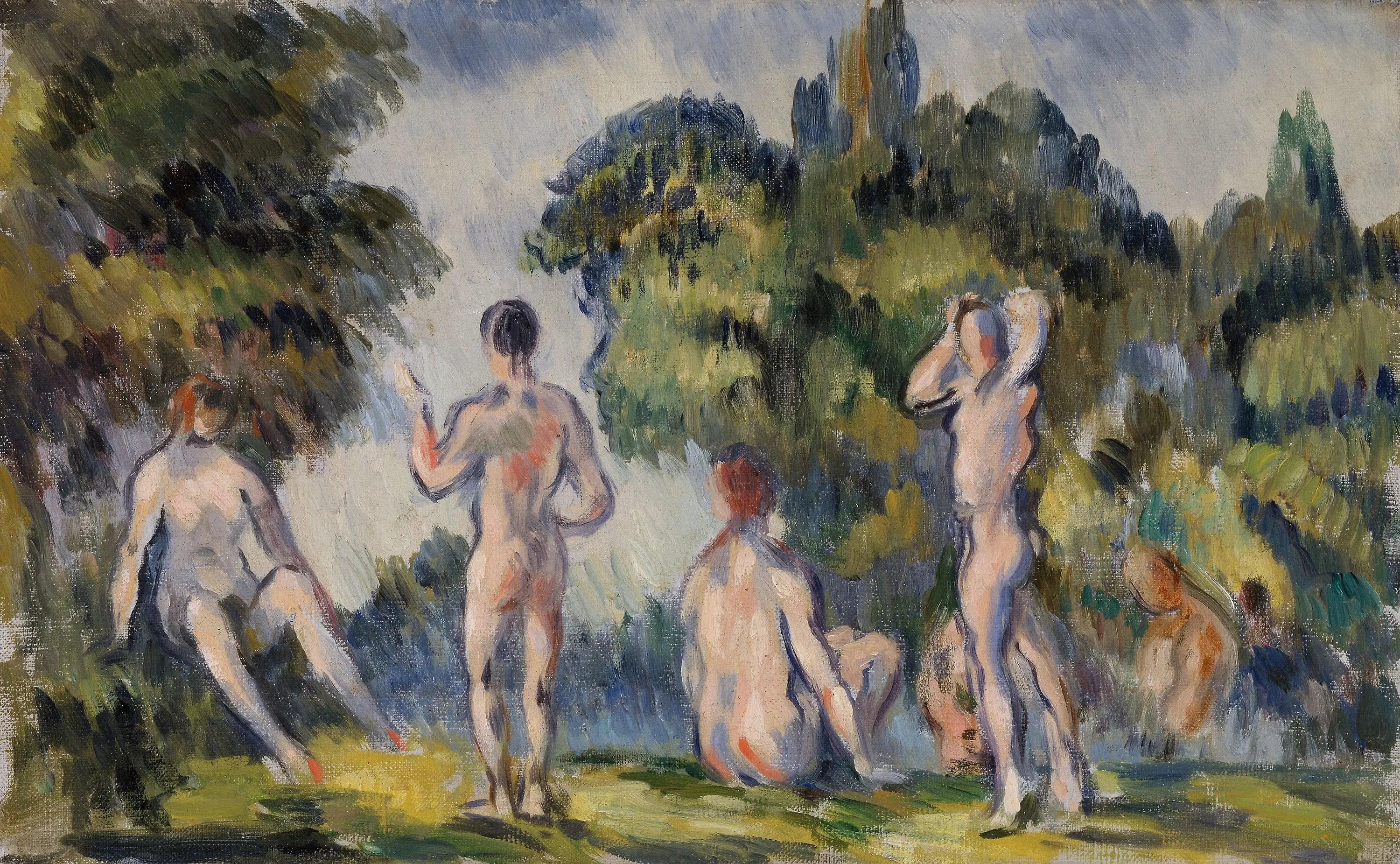 Reproduction du tableau « Baigneurs et baigneuses - Paul Cézanne » par Alpha Reproduction en peinture à l’huile