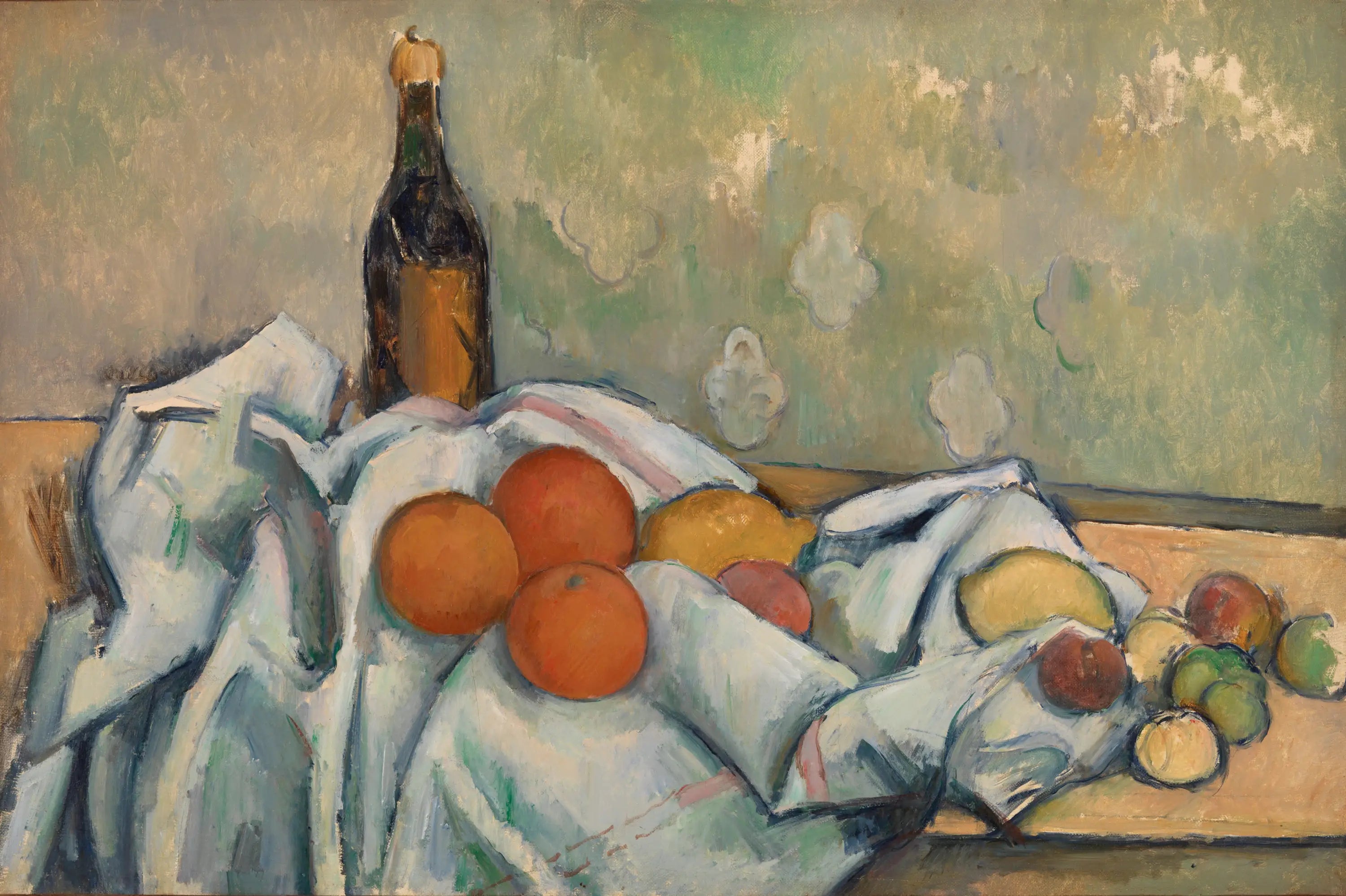 Reproduction du tableau « Bouteille et fruits - Paul Cézanne » par Alpha Reproduction en peinture à l’huile