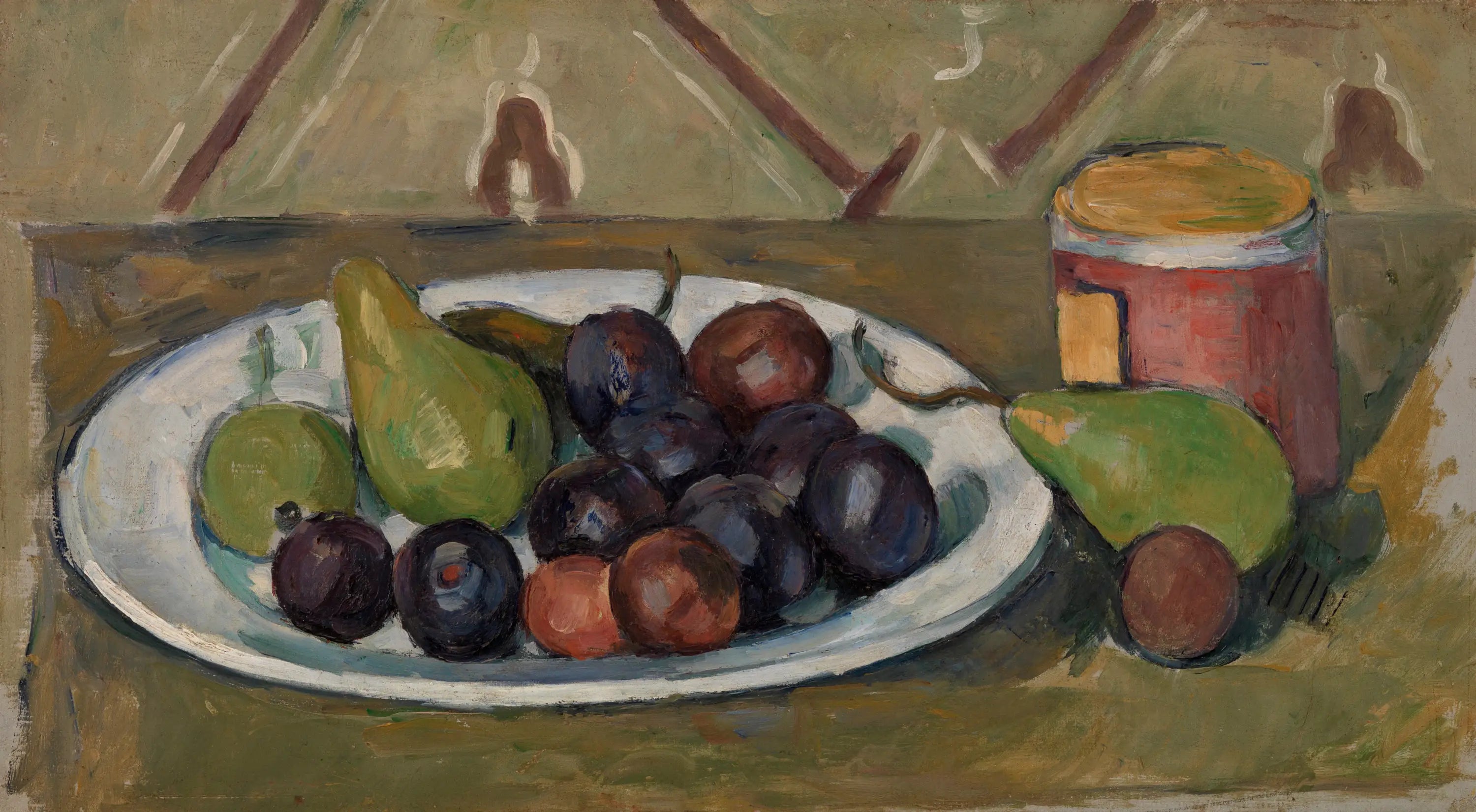 Reproduction du tableau « Assiette avec fruits et pot de conserves - Paul Cézanne » par Alpha Reproduction en peinture à l’huile
