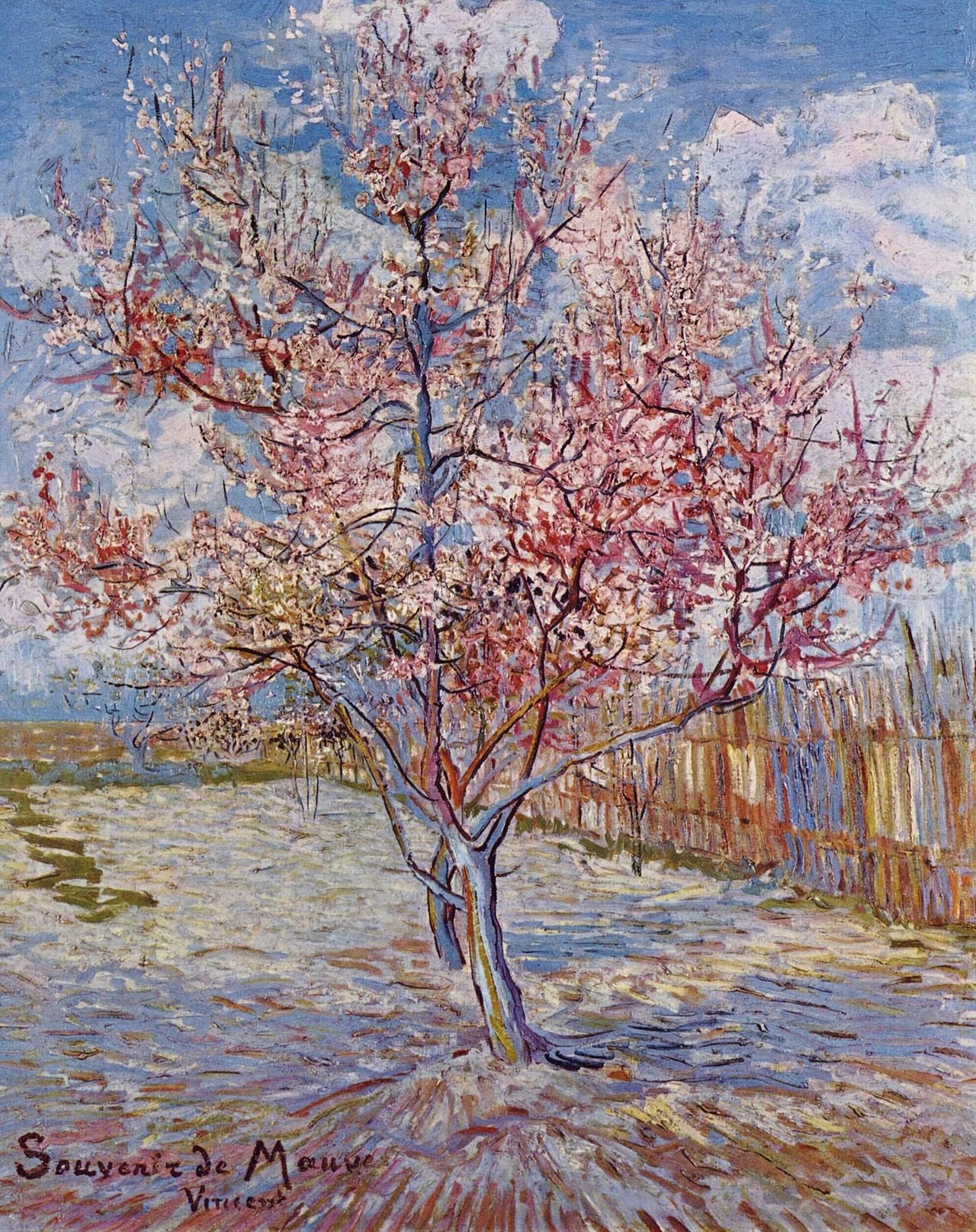 🌸 شجرة الخوخ مزهرة – فينسنت فان جوخ (1888)