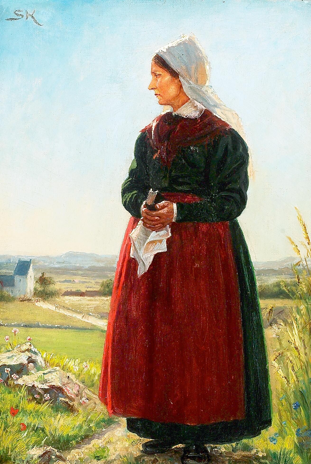 La femme d'un pêcheur habillée pour l'église. Arildsleje, Suède. - Peder Severin Krøyer