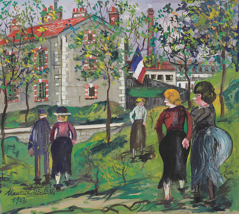 Personnages devant les fortifications de Paris (1923) - Maurice Utrillo