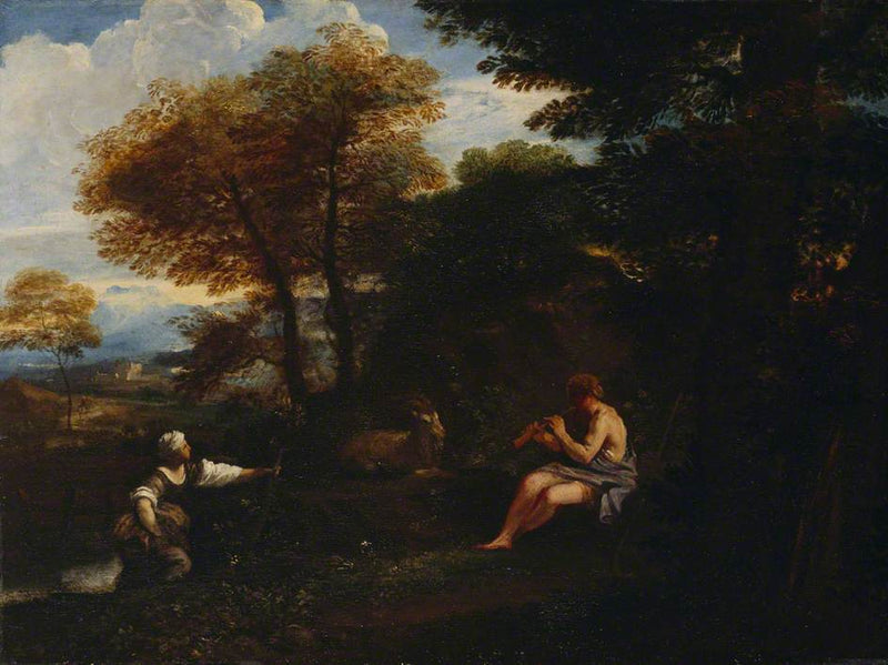 Paysage avec Mercure et une nymphe - Pier Francesco Mola