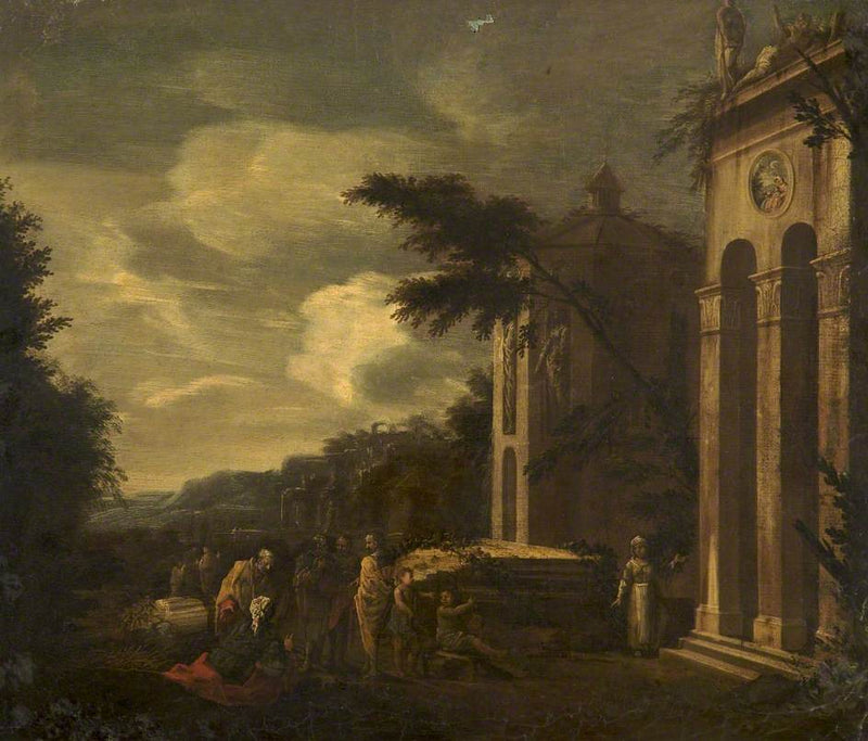 Personnages près des ruines classiques - Pier Francesco Mola