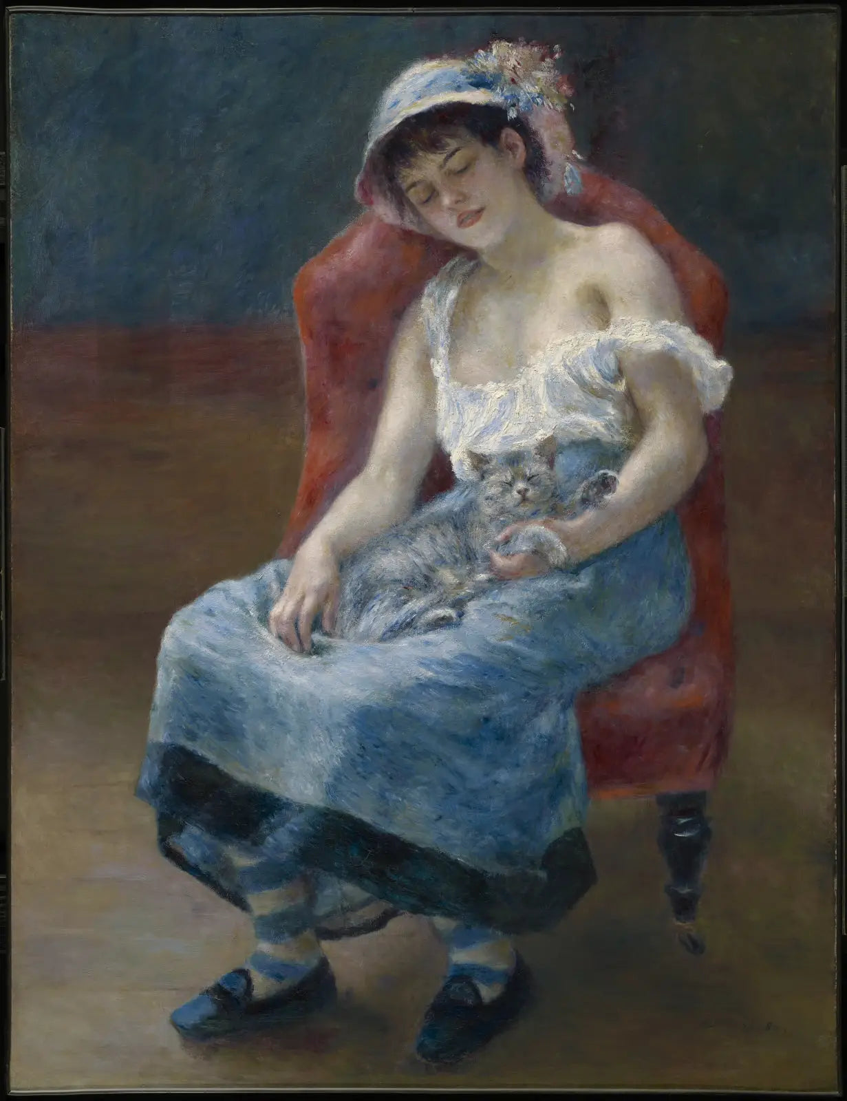 Reproduction du tableau « La Fille au chat - Pierre-Auguste Renoir » par Alpha Reproduction en peinture à l’huile