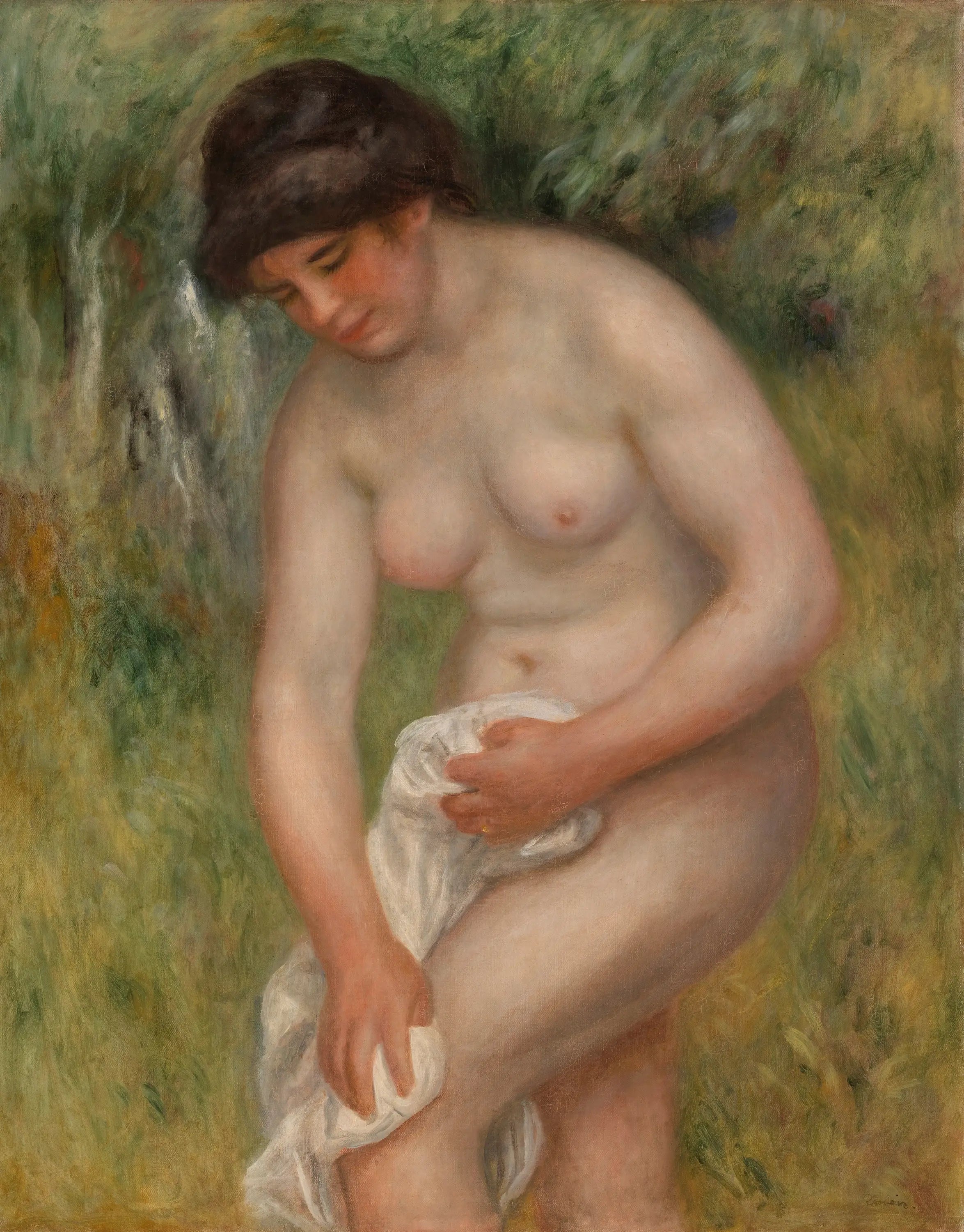 Reproduction du tableau « Baigneuse se séchant (Baigneuse s'essuyant) - Pierre-Auguste Renoir » par Alpha Reproduction en peinture à l’huile