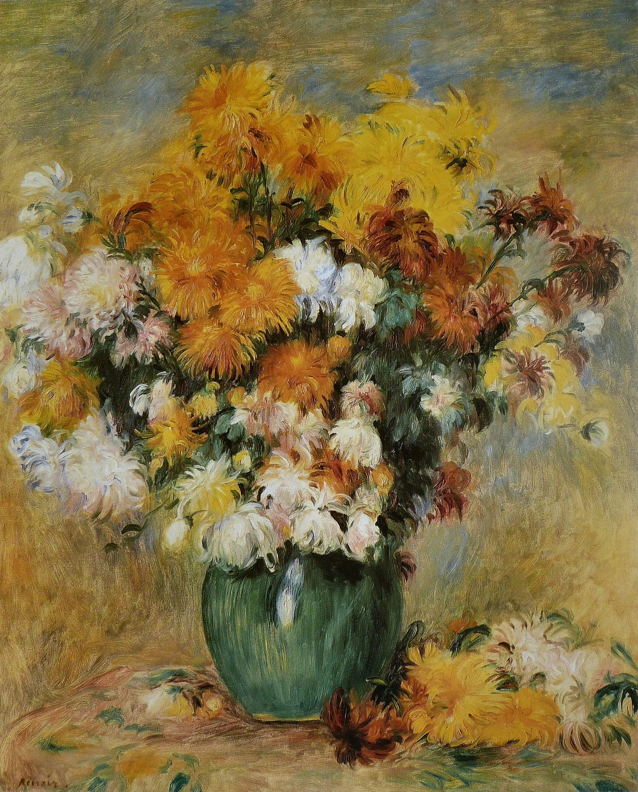 Reproduction du tableau « Bouquet de Chrysanthèmes - Pierre-Auguste Renoir » par Alpha Reproduction en peinture à l’huile