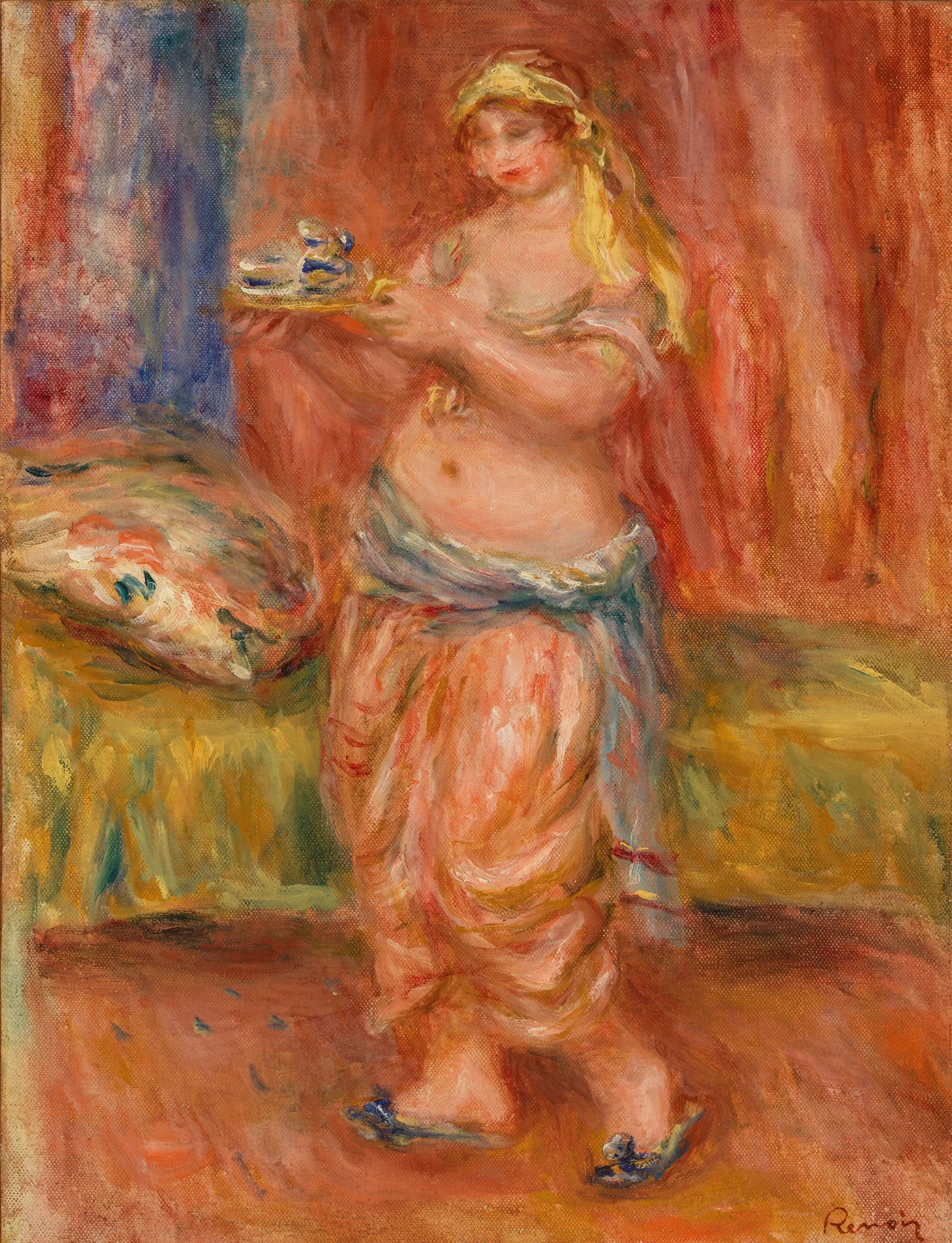 Reproduction du tableau « Odalisque à la théière - Pierre-Auguste Renoir » par Alpha Reproduction en peinture à l’huile