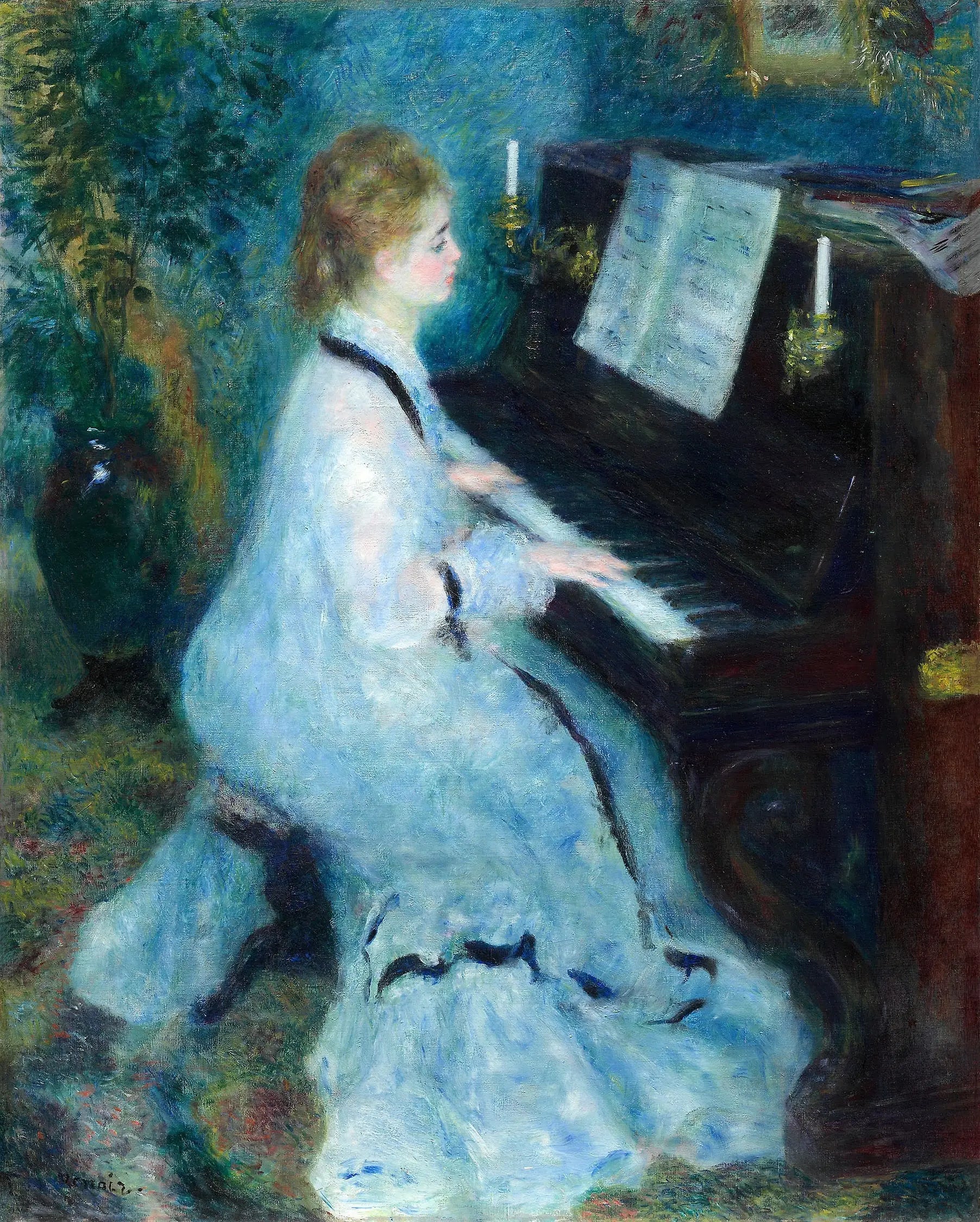 Reproduction du tableau « Femme au piano - Pierre-Auguste Renoir » par Alpha Reproduction en peinture à l’huile