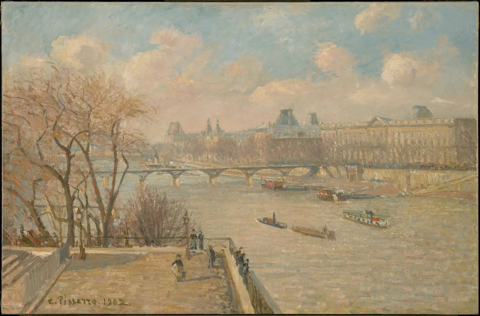 Reproduction du tableau « Le Louvre, matin, soleil - Camille Pissarro » par Alpha Reproduction en peinture à l’huile