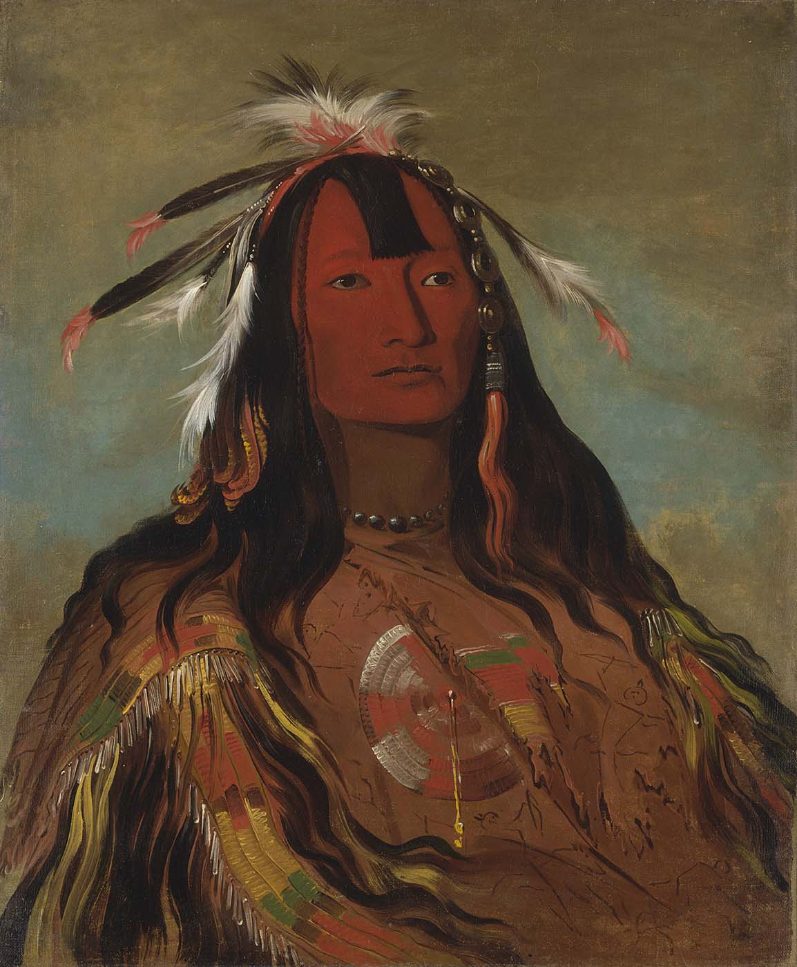 Hee-oh'ks-te-kin, leggings en peau de lapin - George Catlin