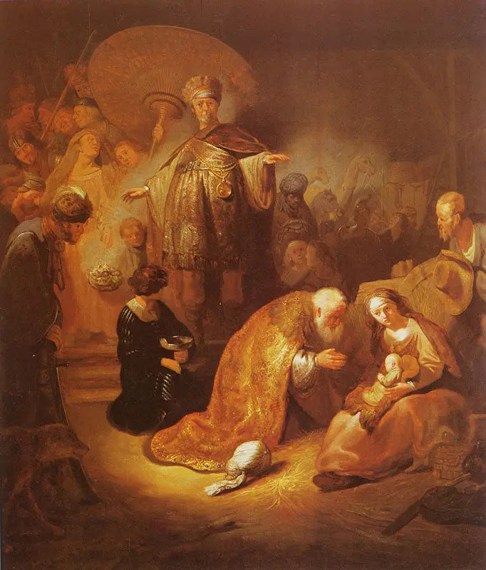Reproduction du tableau « L'Adoration des Mages (copie ?) - Rembrandt » par Alpha Reproduction en peinture à l’huile