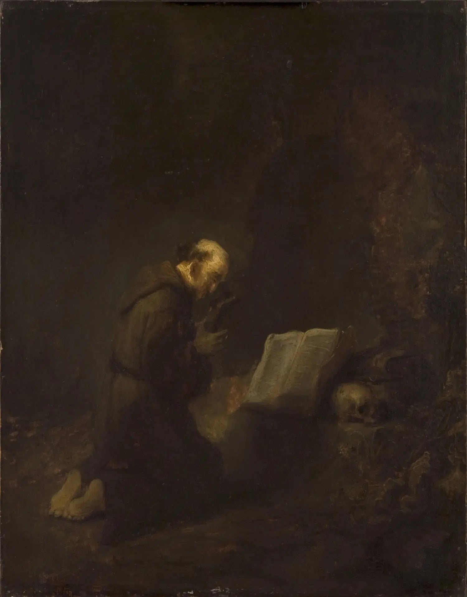 Reproduction du tableau « Saint François d'Assise en prière - Rembrandt » par Alpha Reproduction en peinture à l’huile