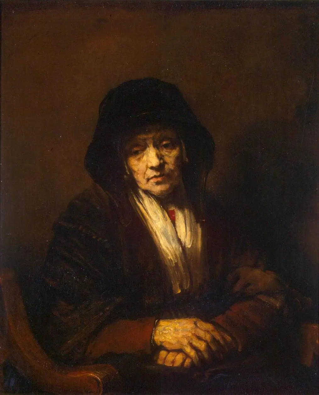 Reproduction du tableau « Portrait d'une vieille femme - Rembrandt » par Alpha Reproduction en peinture à l’huile